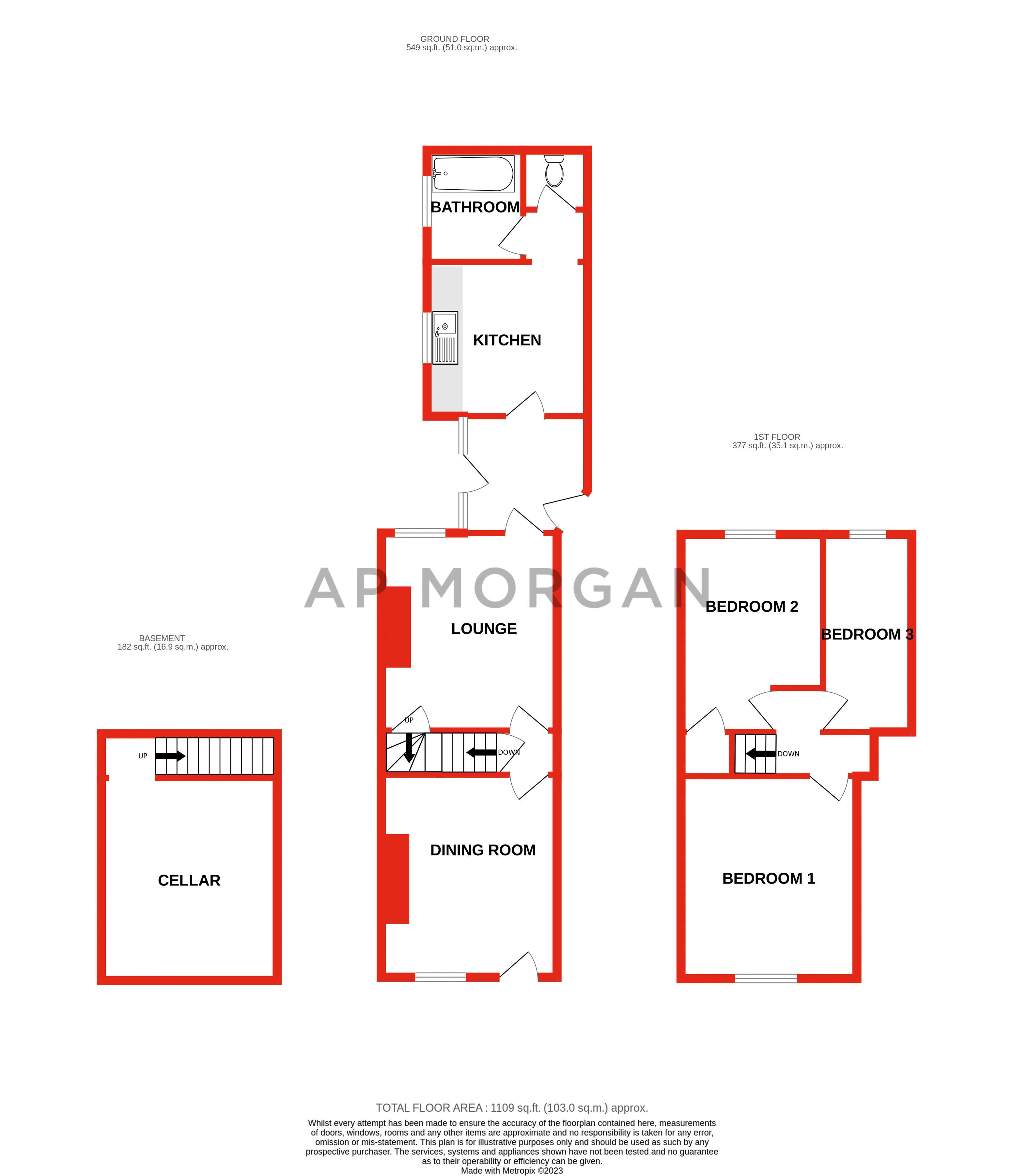 3 bed house for sale in Zoar Street, Dudley - Property floorplan