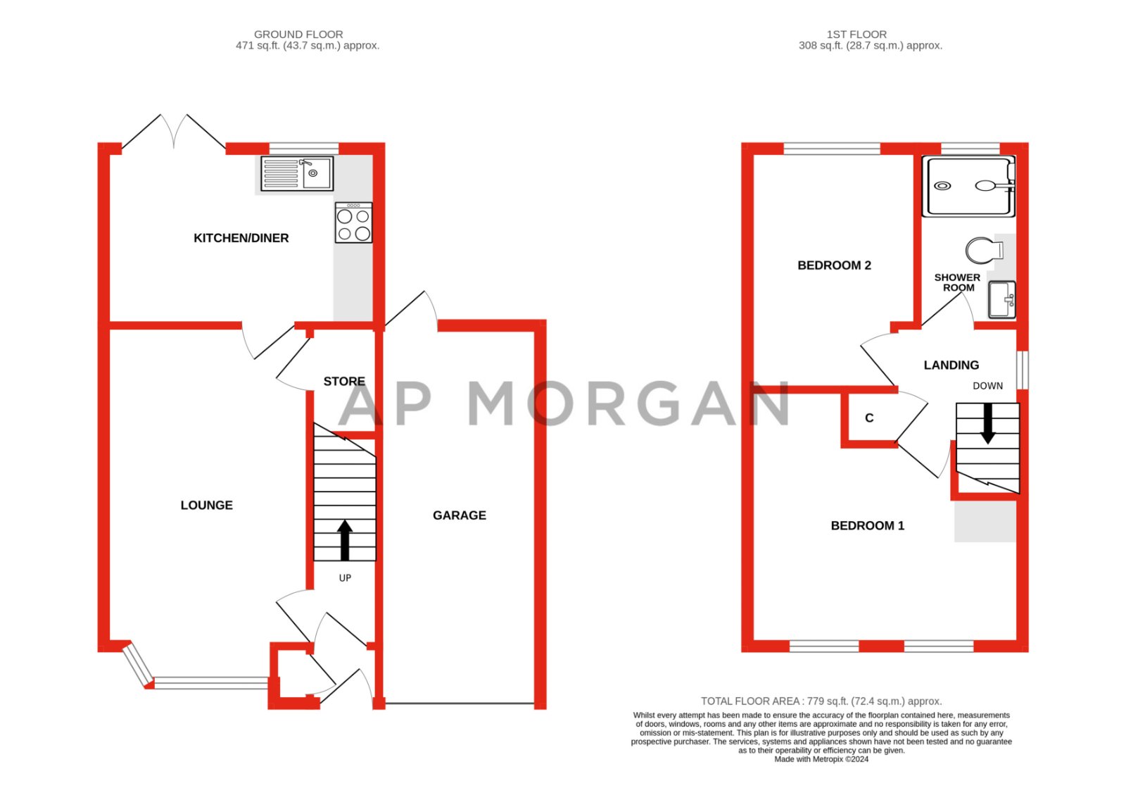 2 bed house for sale in Portsdown Road, Halesowen - Property floorplan