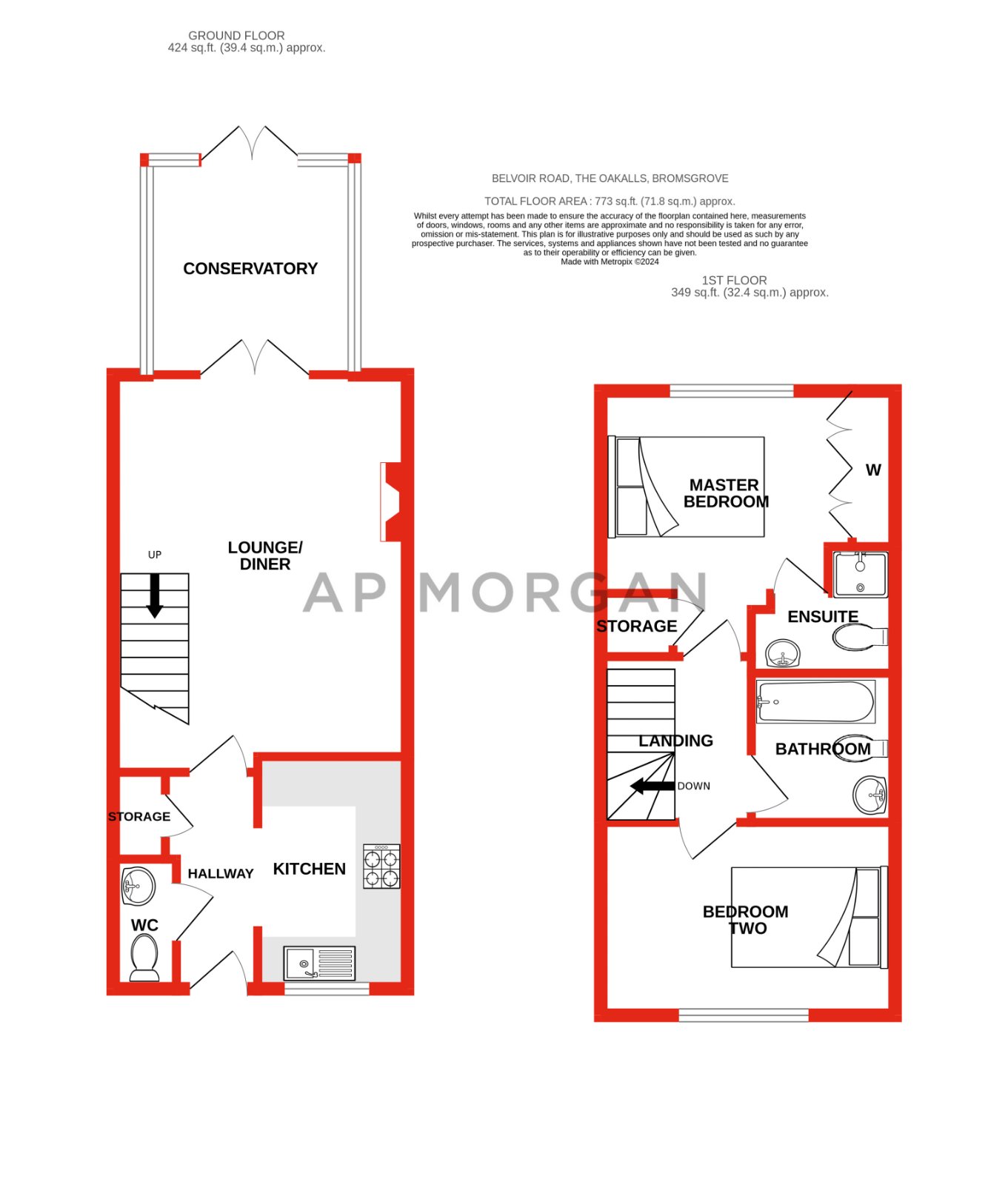2 bed house for sale in Belvoir Road, Bromsgrove - Property floorplan