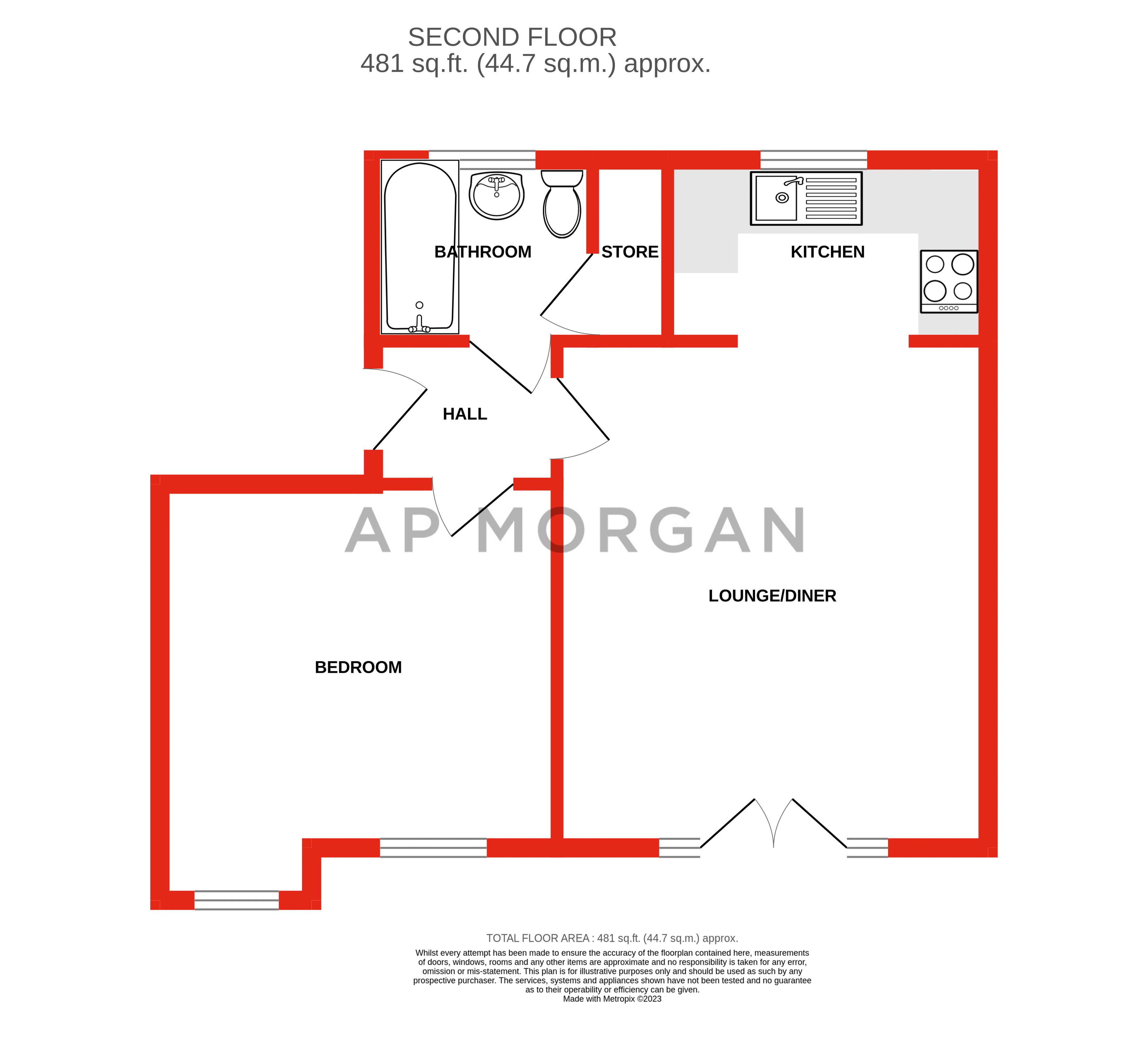 1 bed apartment for sale in Railway Walk, Bromsgrove - Property floorplan