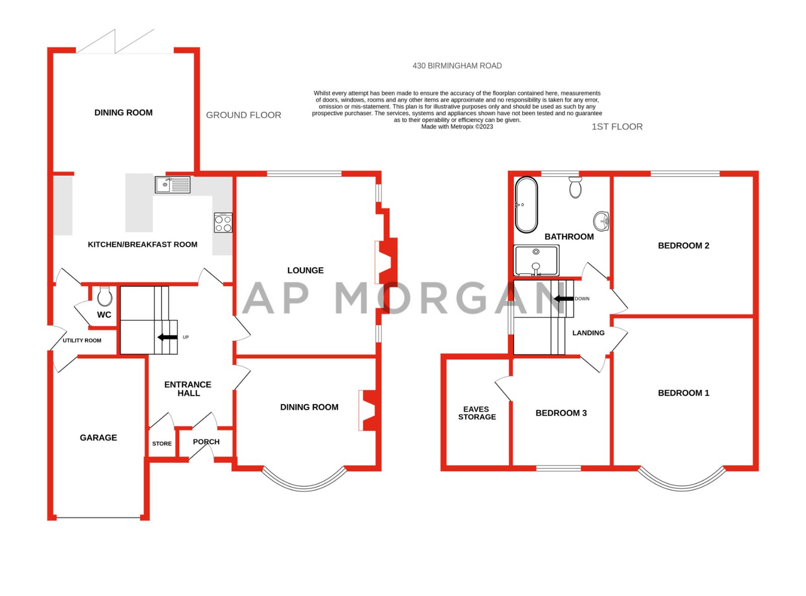 3 bed house for sale in Birmingham Road, Marlbrook - Property floorplan