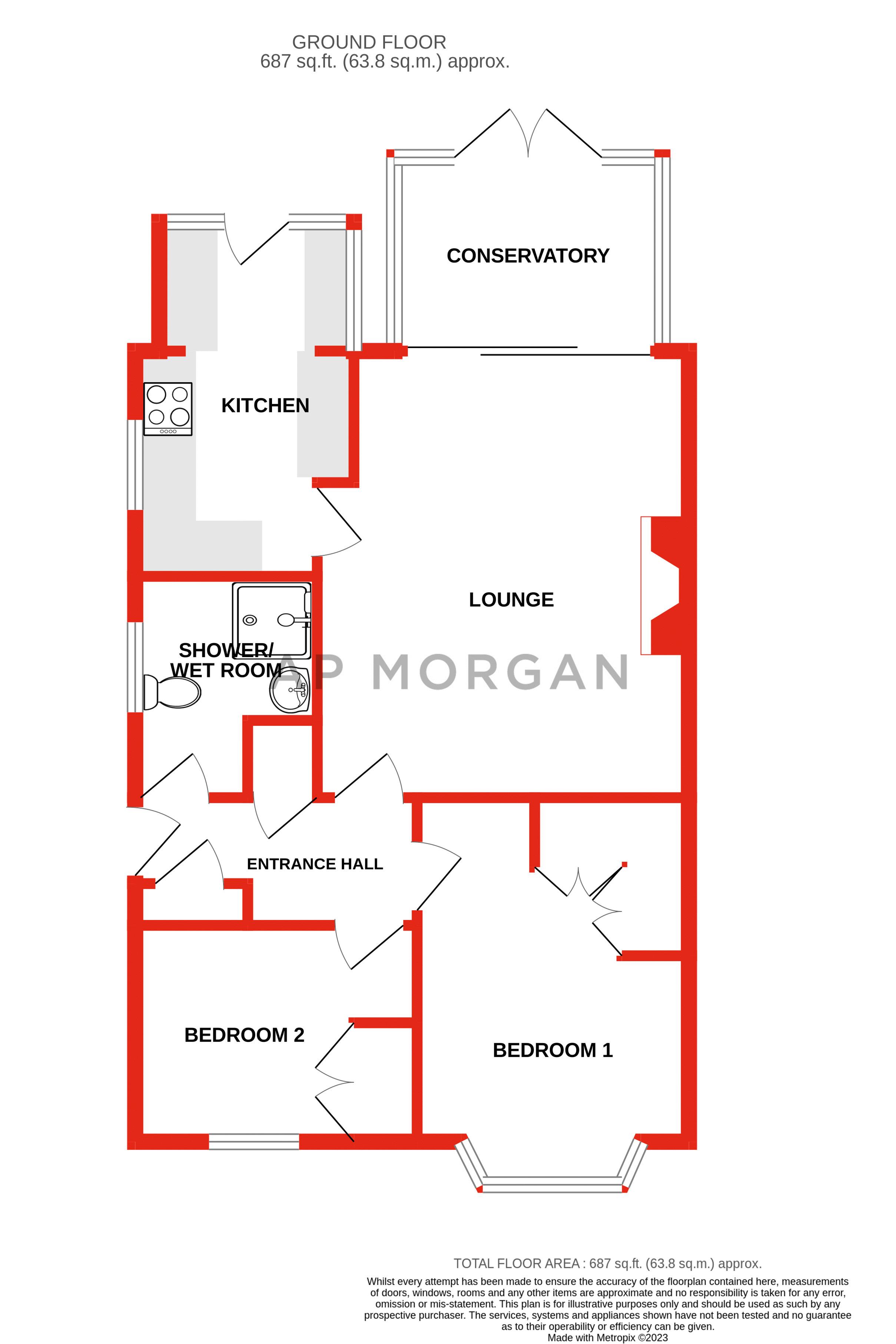 2 bed bungalow for sale in Hampton Avenue, Bromsgrove - Property floorplan