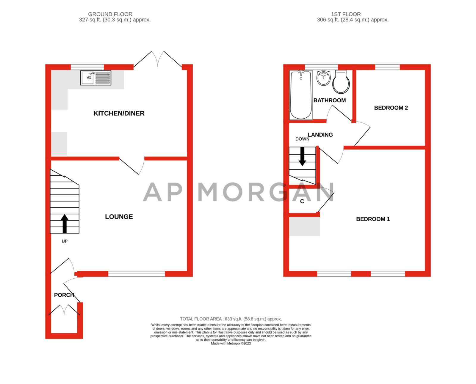 2 bed house for sale in Farmers Road, Bromsgrove - Property floorplan