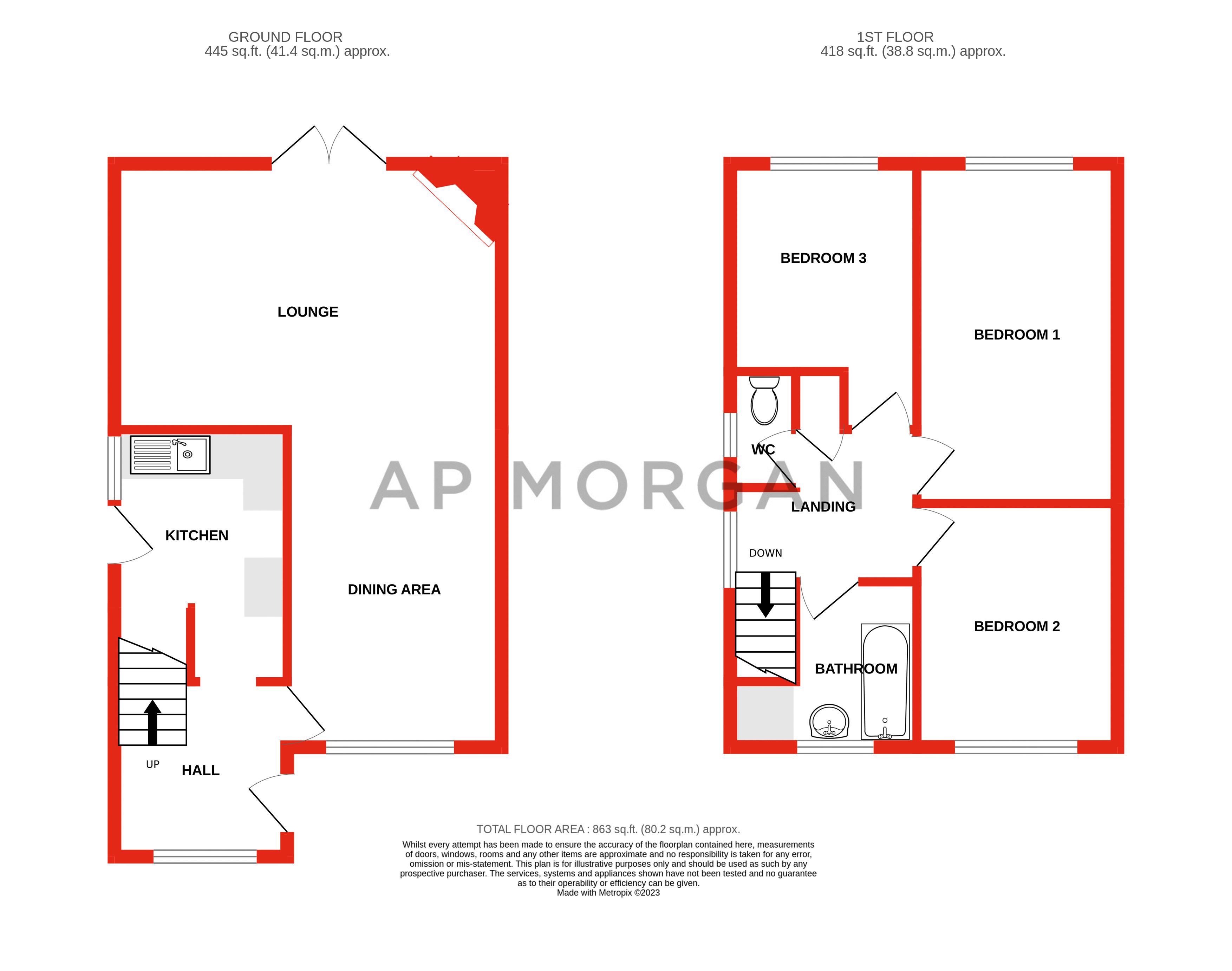 3 bed house for sale in Cloverdale, Stoke Prior - Property floorplan