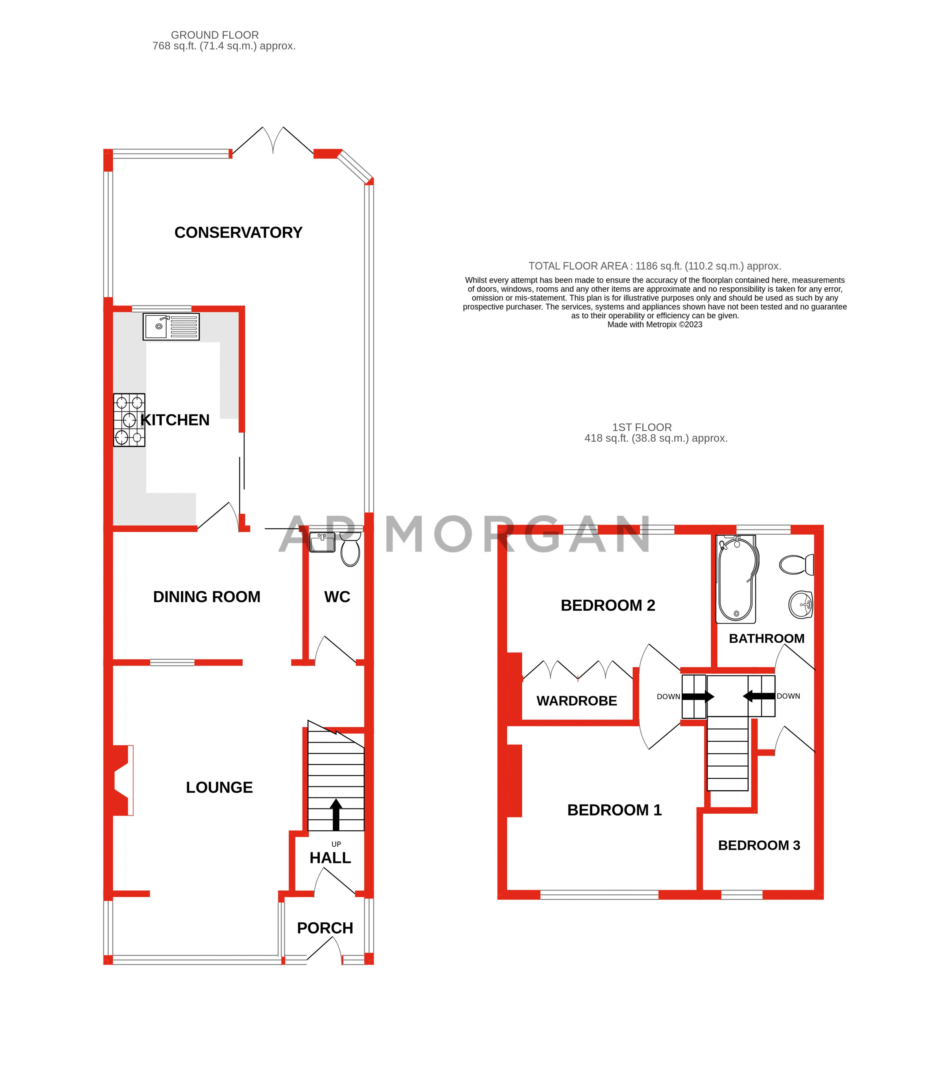 3 bed house for sale in Woodrow Lane, Catshill - Property floorplan
