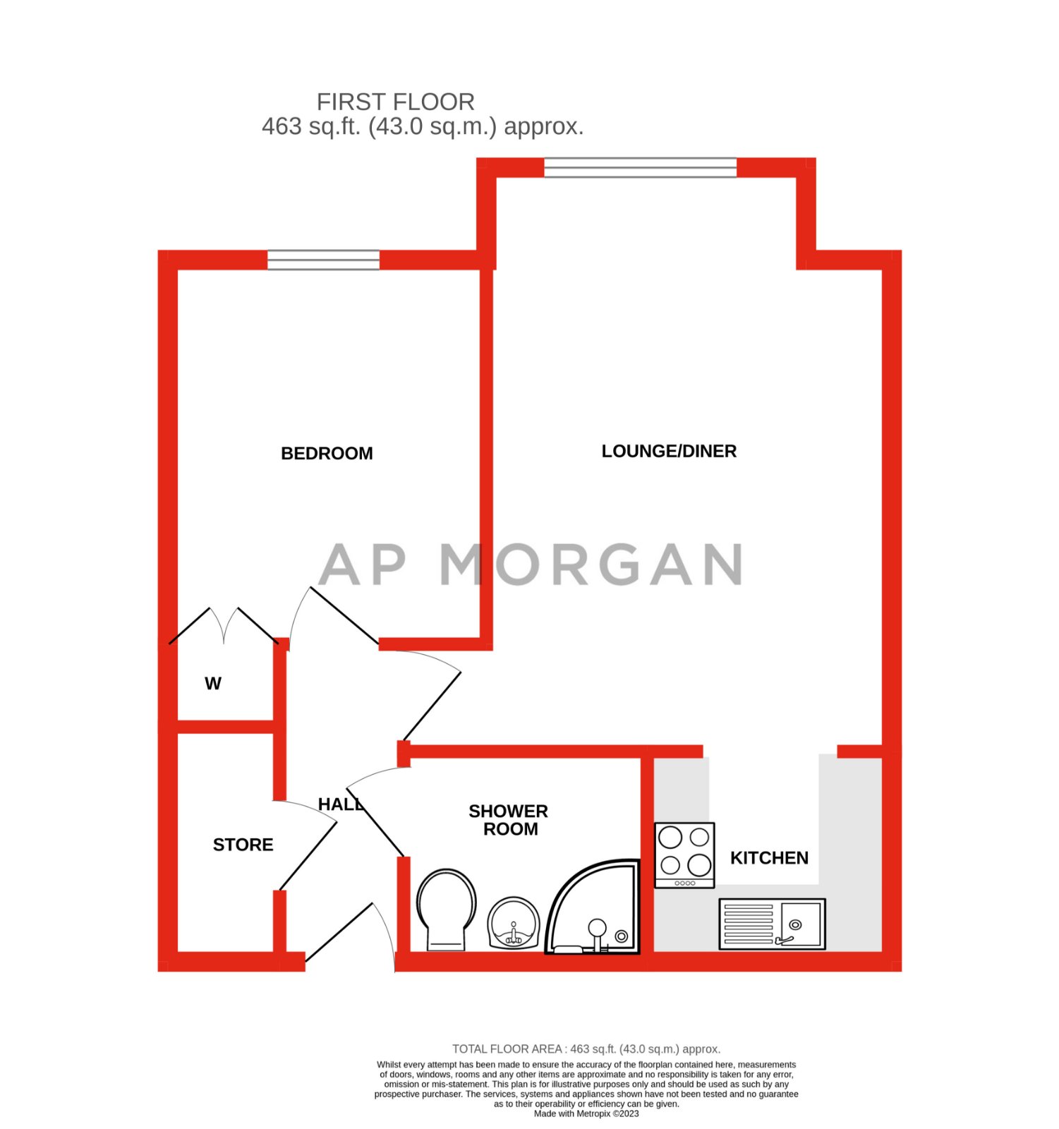 1 bed apartment for sale in The Strand, Bromsgrove - Property floorplan