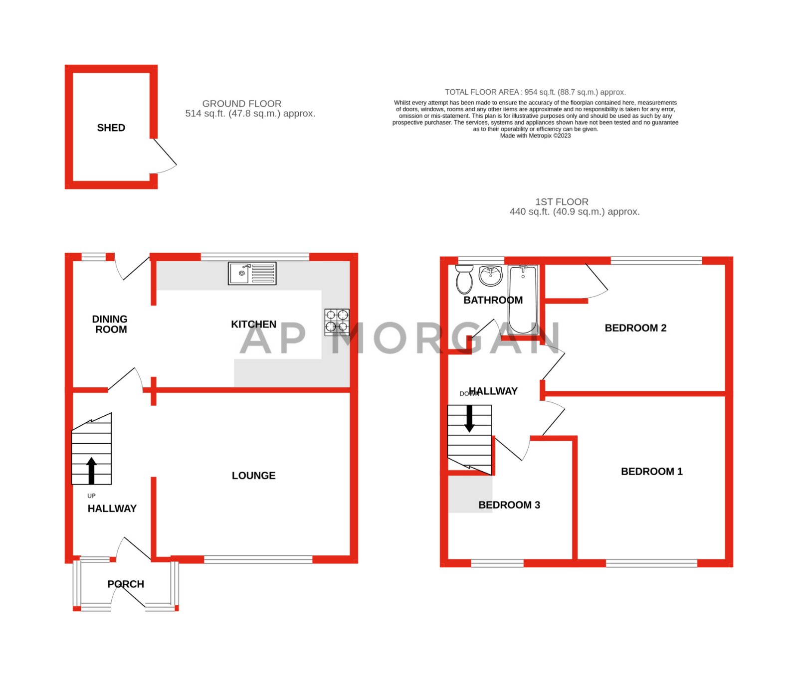 3 bed house for sale in Byron Way, Catshill - Property floorplan