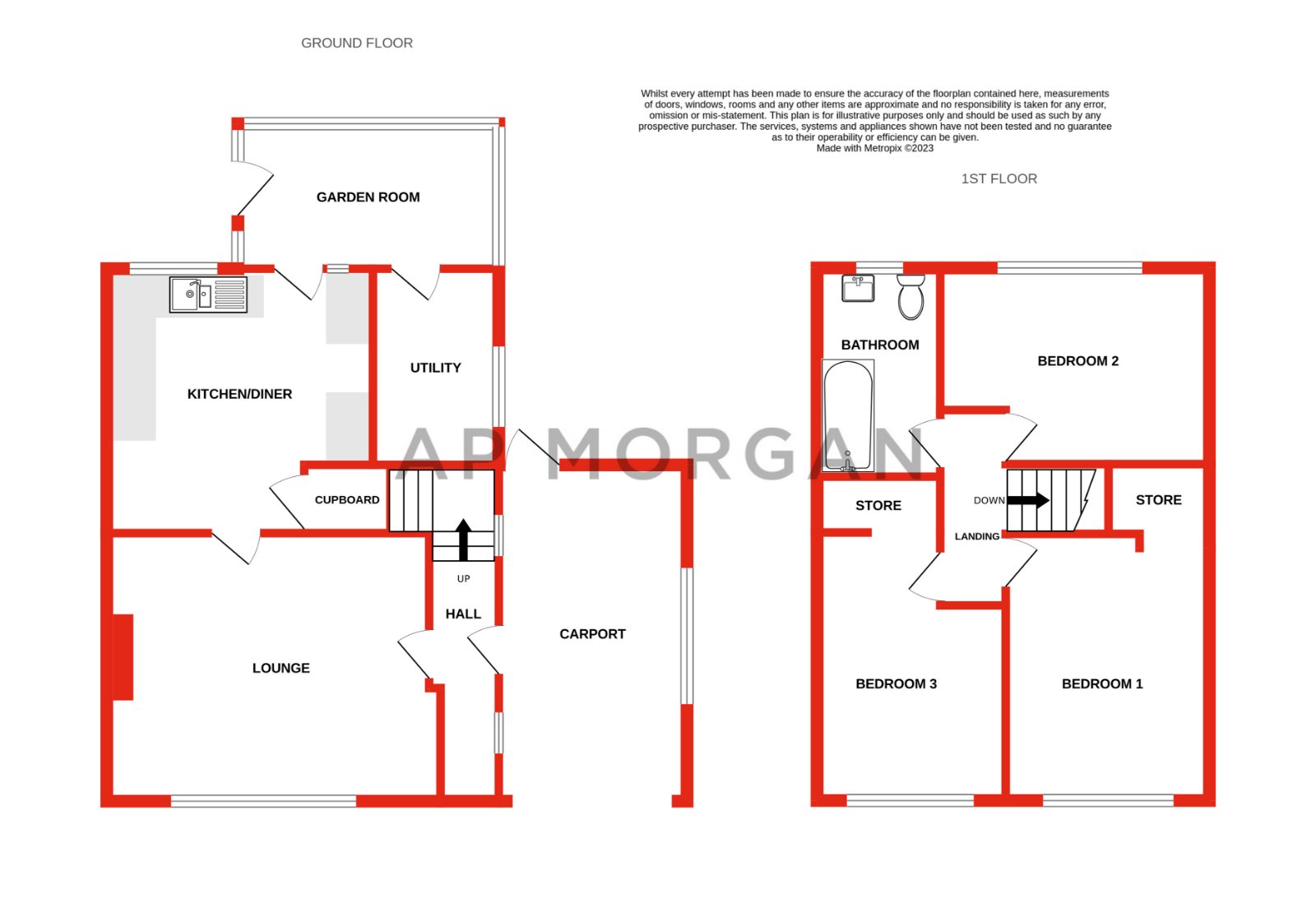 3 bed house for sale in Housman Close, Bromsgrove - Property floorplan