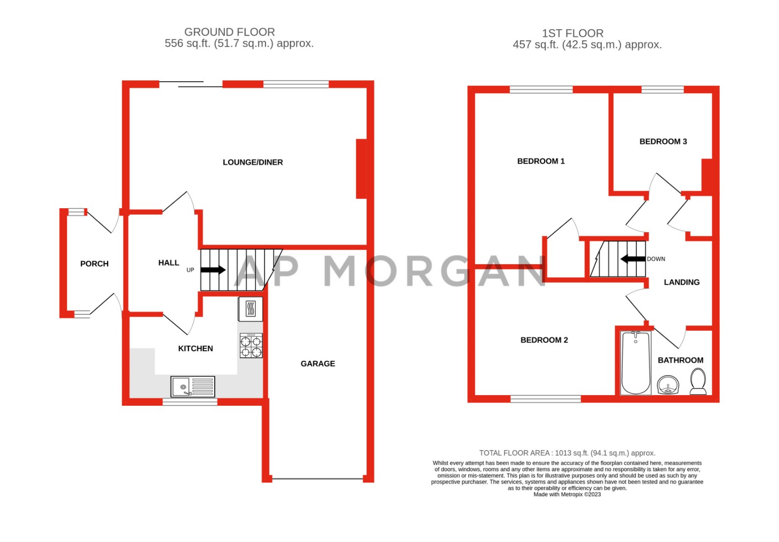 3 bed house for sale in Buckfast Close, Bromsgrove - Property floorplan