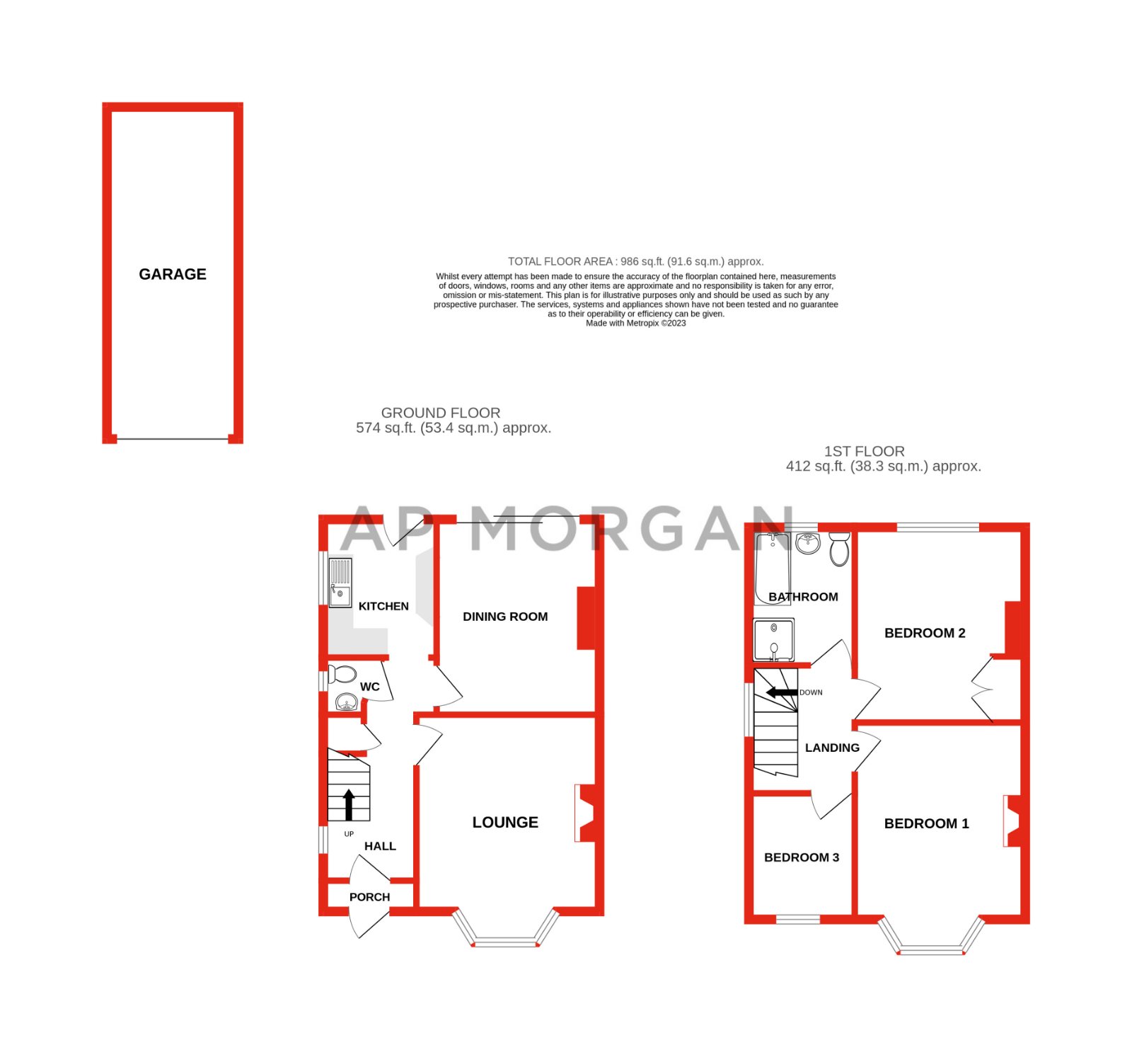 3 bed house for sale in Morton Avenue, Fernhill Heath - Property floorplan