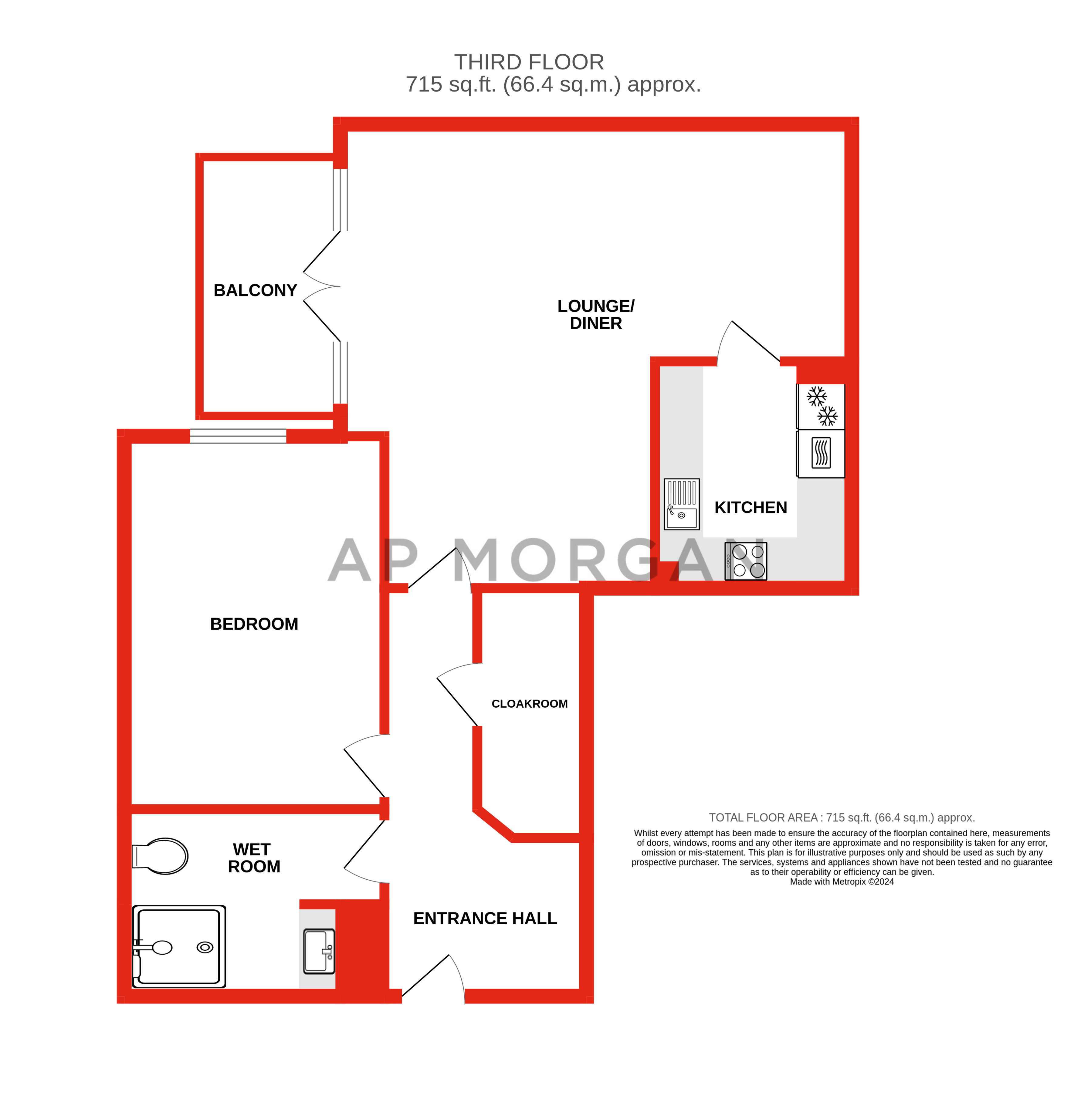 1 bed apartment for sale in Recreation Road, Bromsgrove - Property floorplan