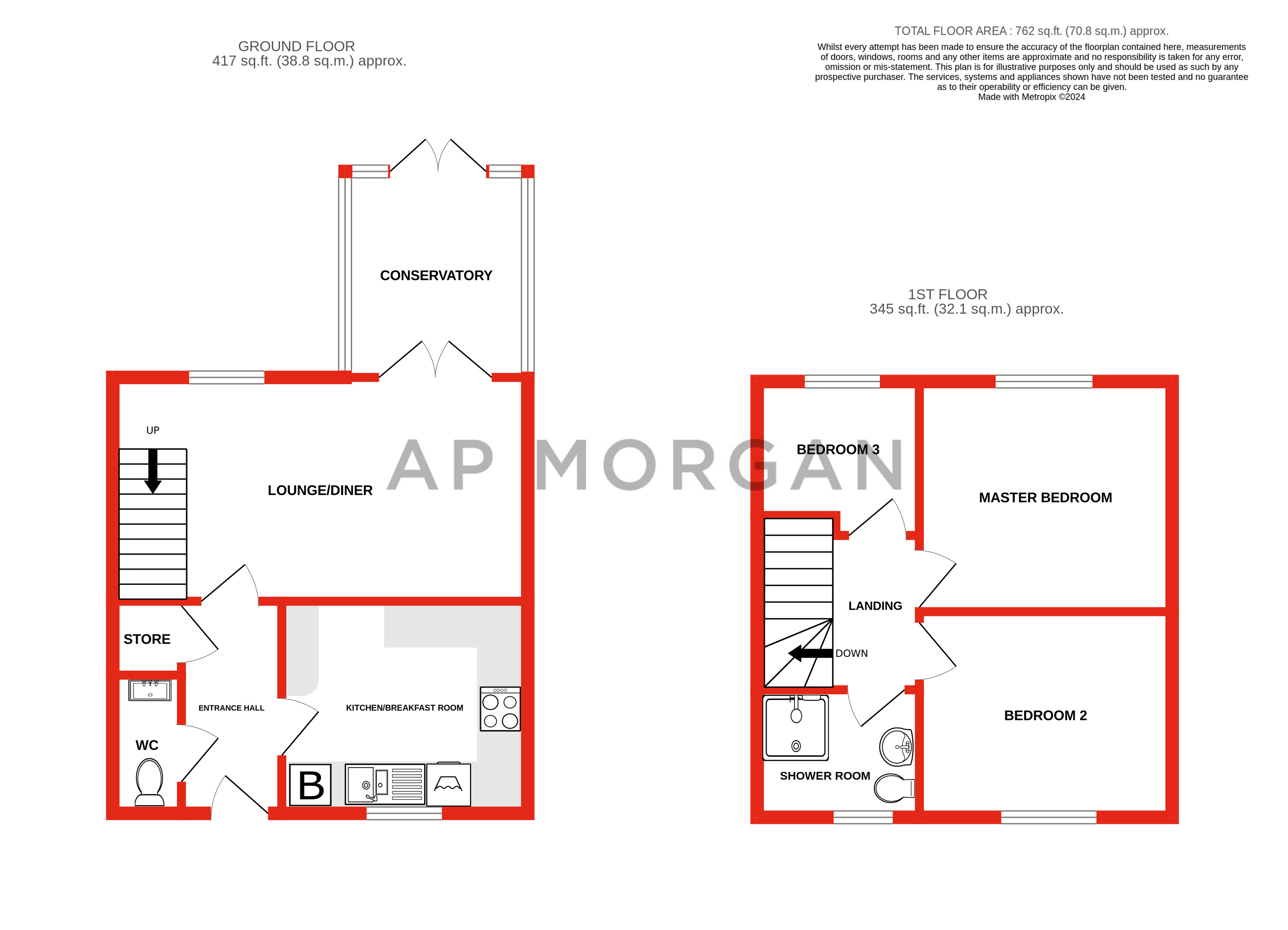 3 bed house for sale in Jubilee Close, Stoke Prior - Property floorplan
