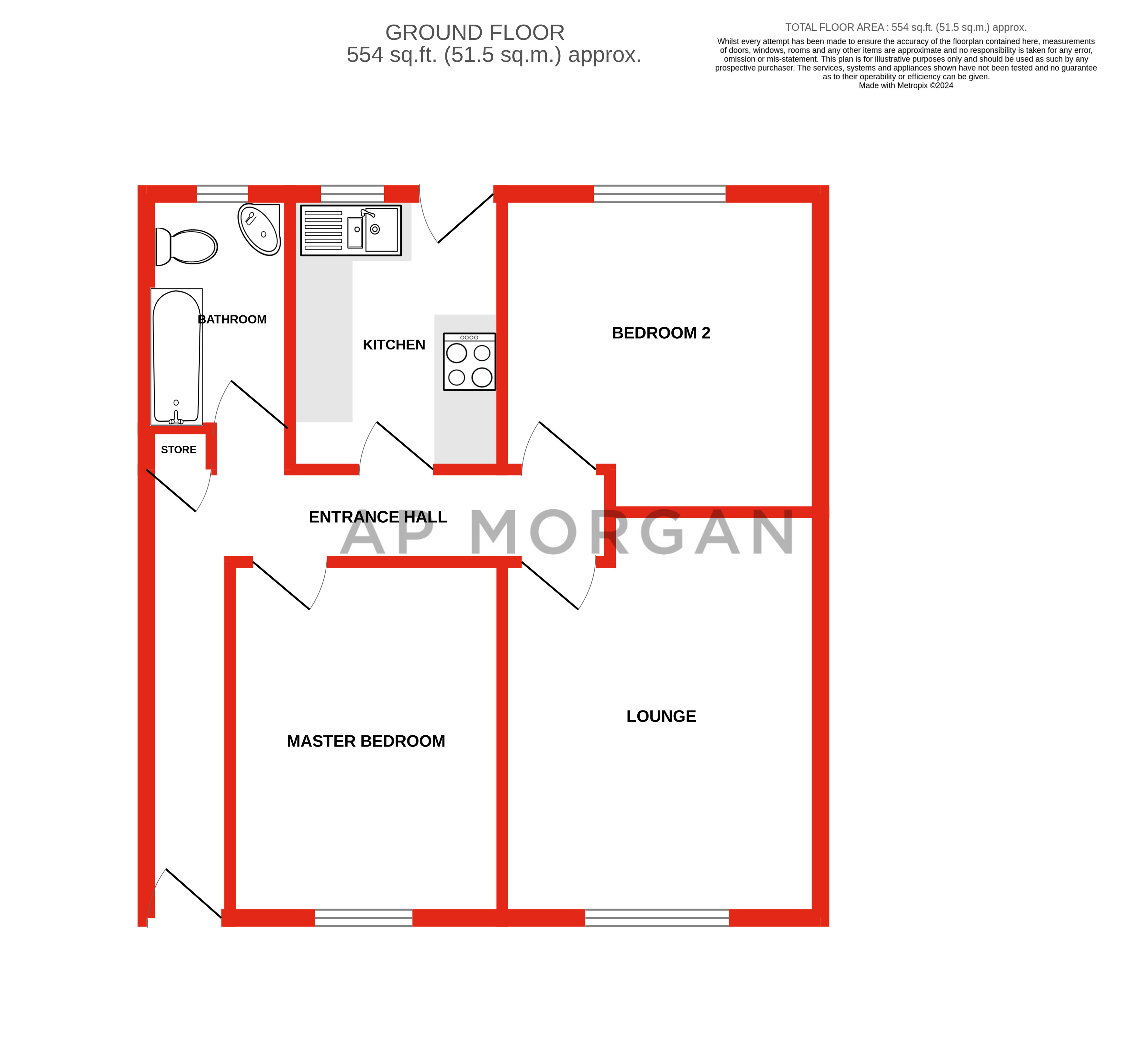 2 bed apartment for sale in Birmingham Road, Marlbrook - Property floorplan