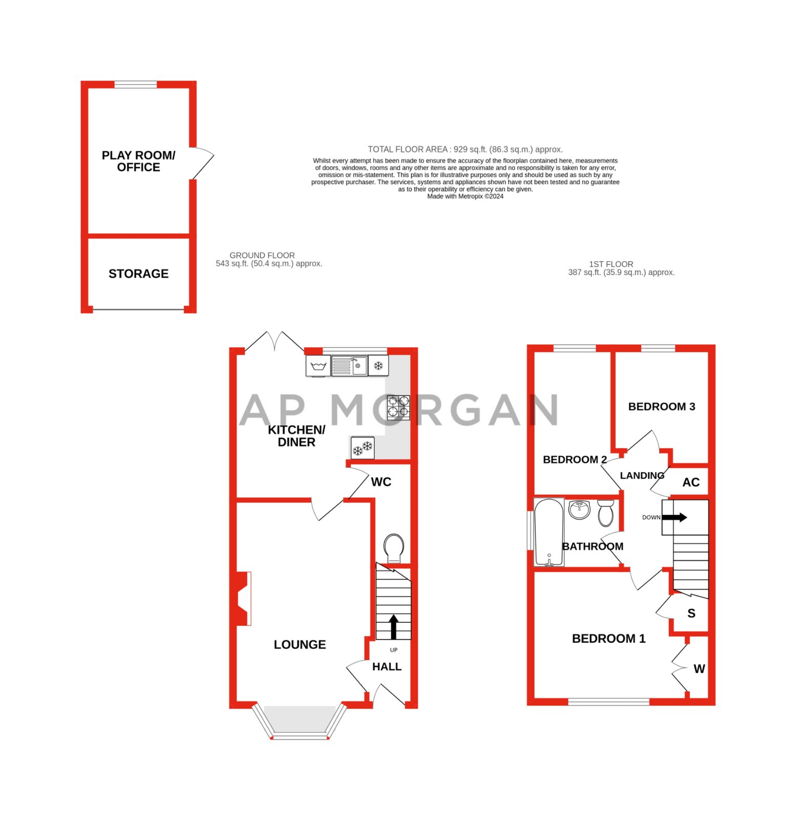 3 bed house for sale in Pavilion Gardens, Bromsgrove - Property floorplan