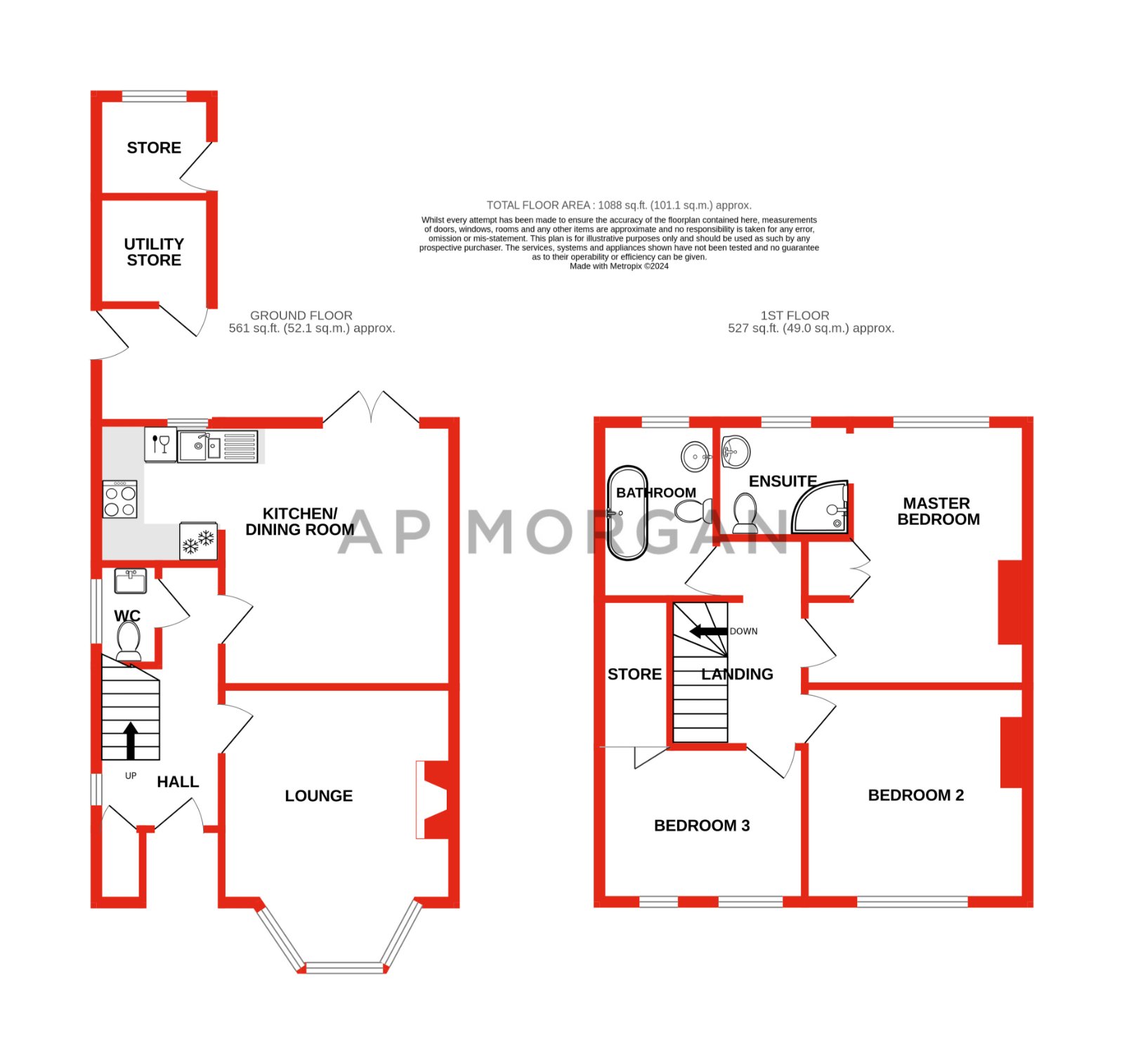 3 bed house for sale in Oak Road, Catshill - Property floorplan
