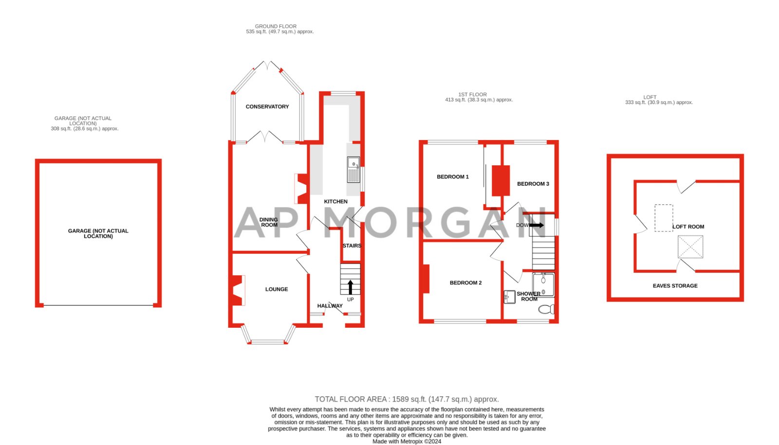 3 bed house for sale in Birmingham Road, Lickey End - Property floorplan