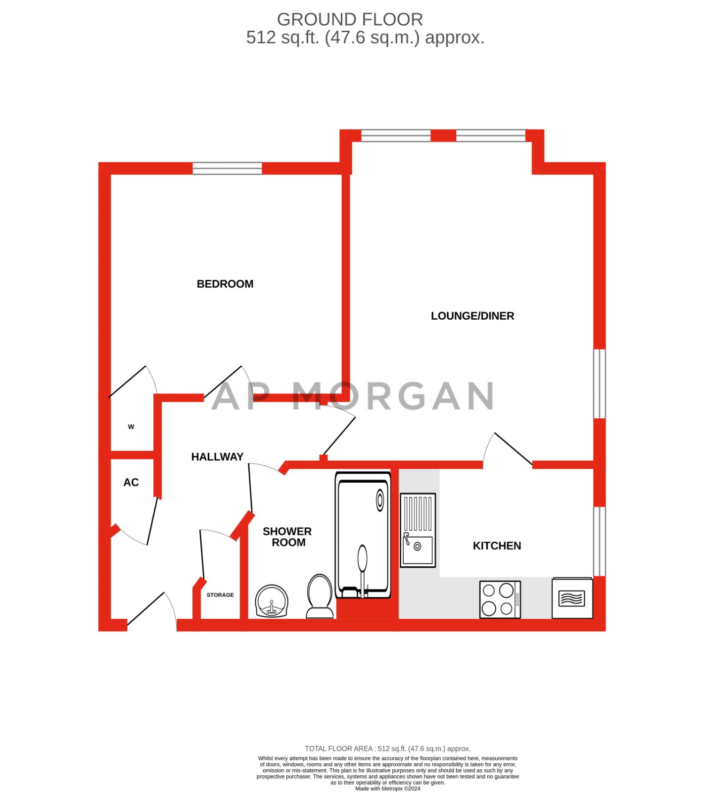 1 bed apartment for sale in College Road, Bromsgrove - Property floorplan
