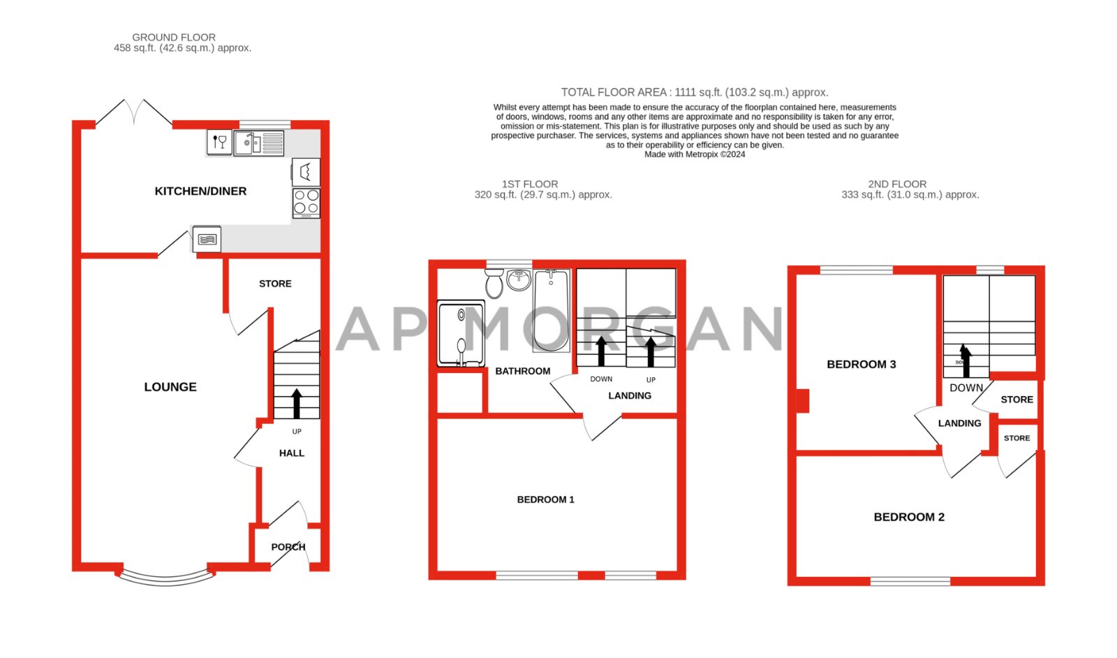 3 bed house for sale in Worcester Road, Bromsgrove - Property floorplan