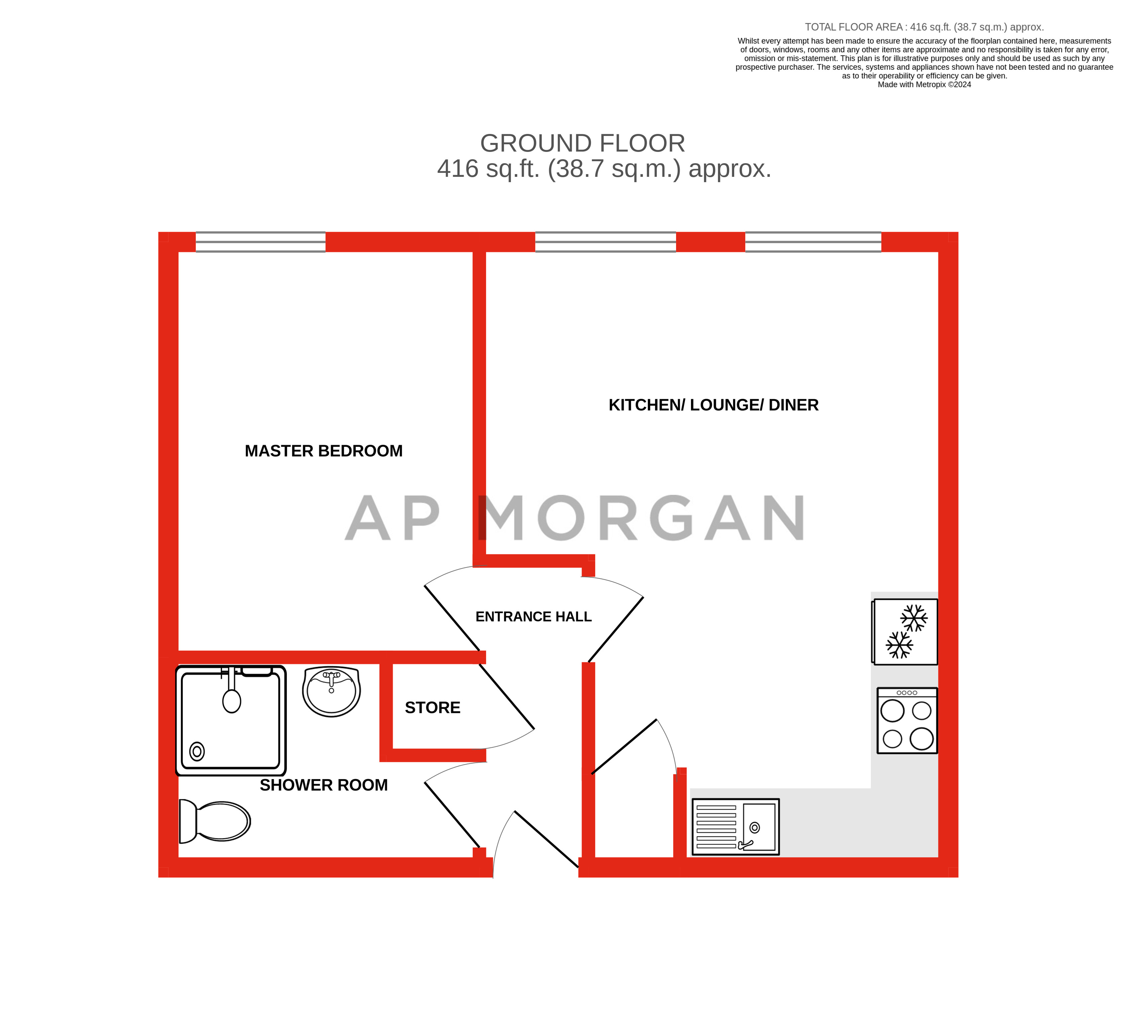1 bed apartment to rent in Prospect Hill, Redditch - Property floorplan