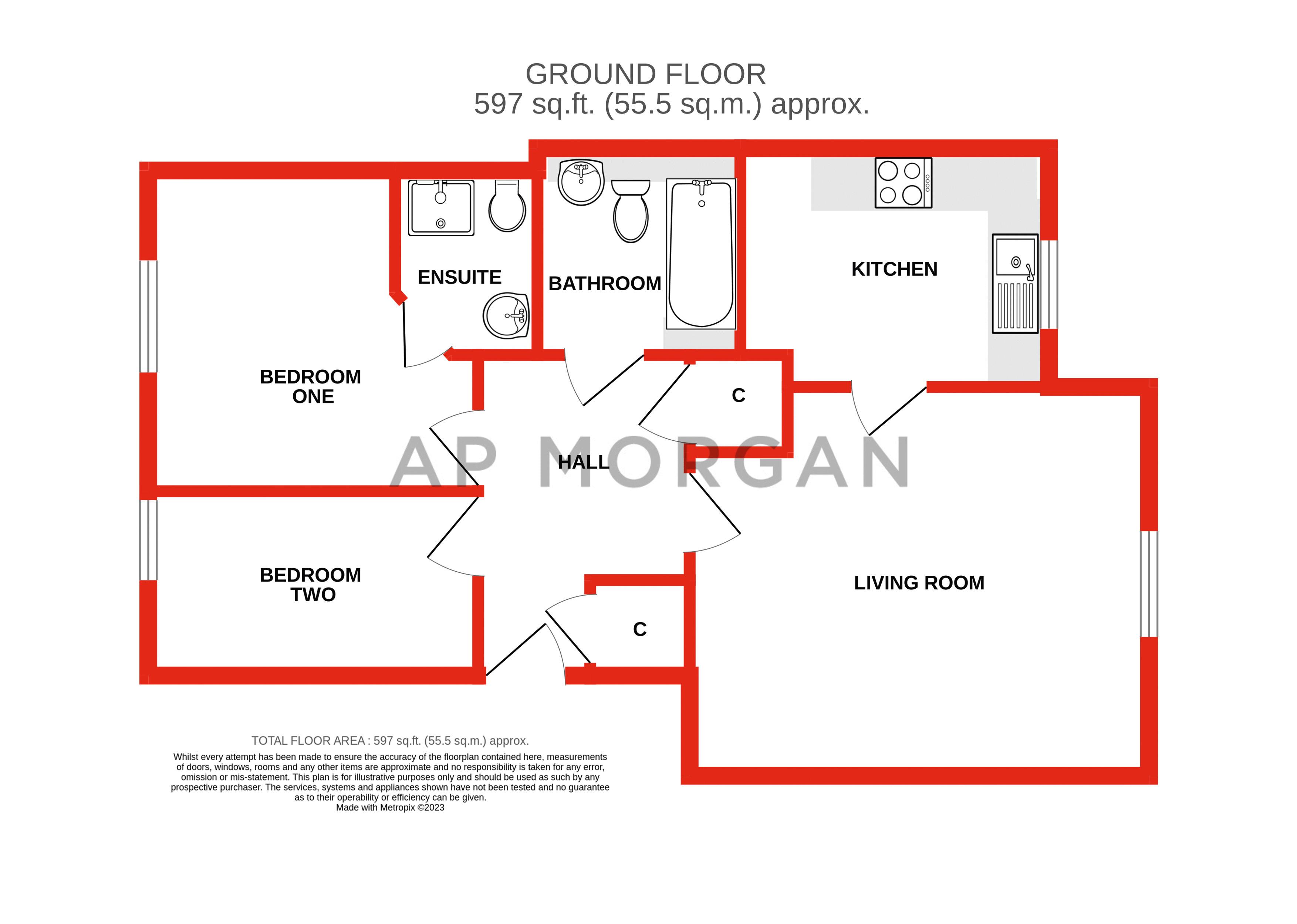 2 bed apartment for sale in Gloucester Close, Enfield - Property floorplan