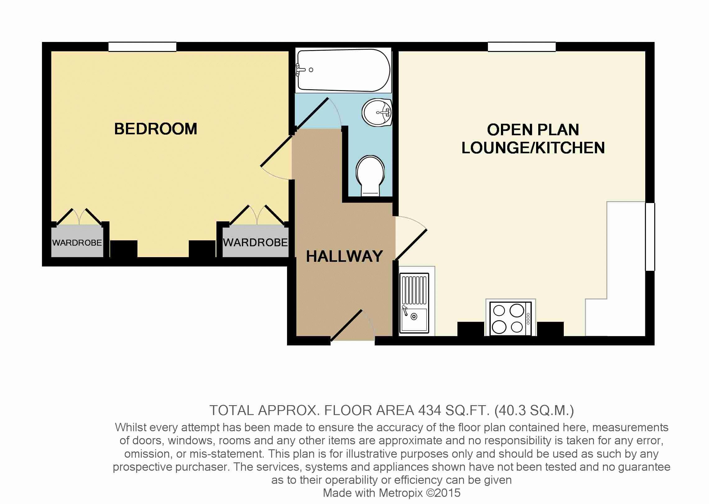 1 bed apartment for sale in Prospect Hill, Redditch - Property floorplan