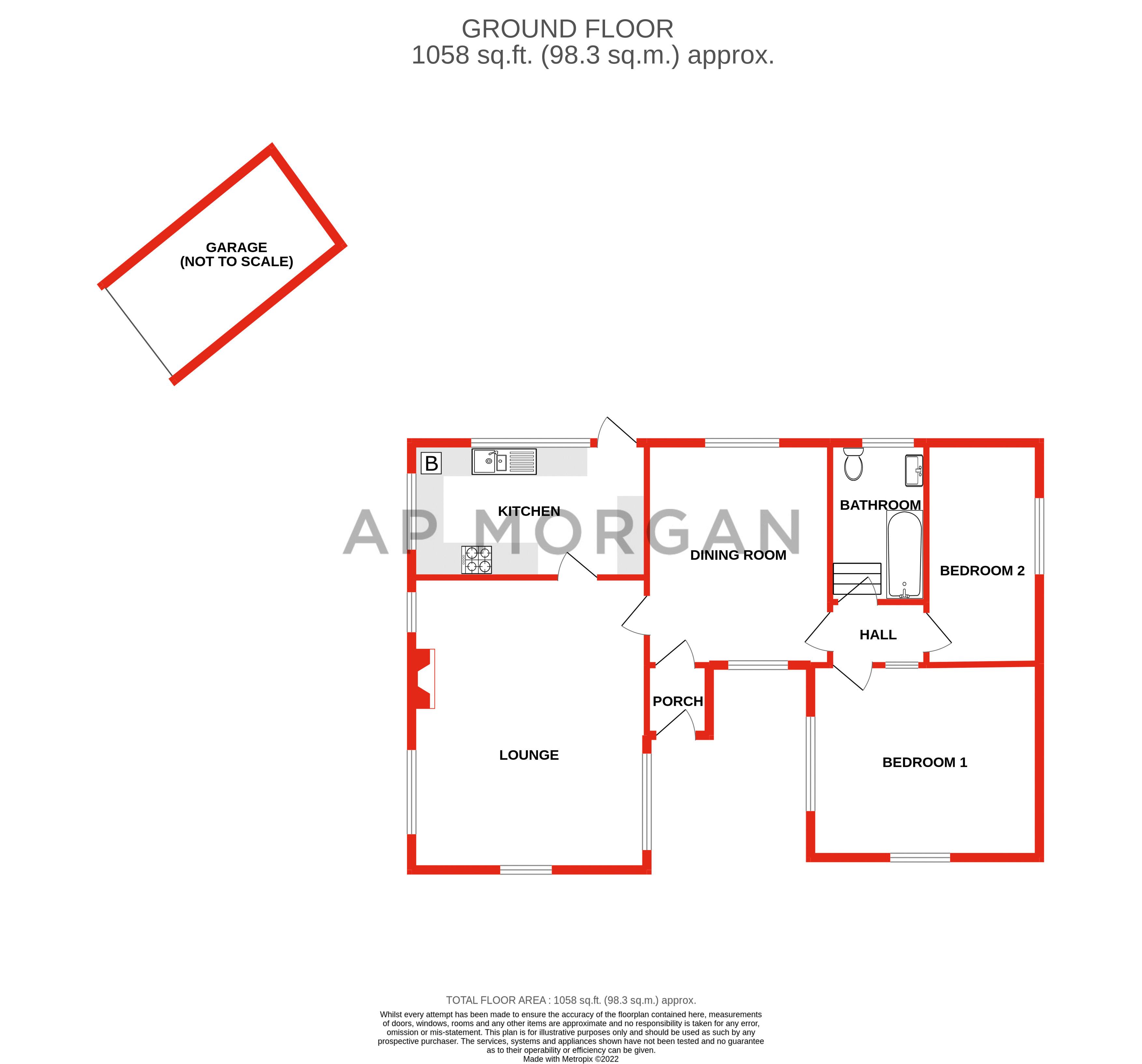2 bed bungalow for sale in Holt Hill, Beoley - Property floorplan