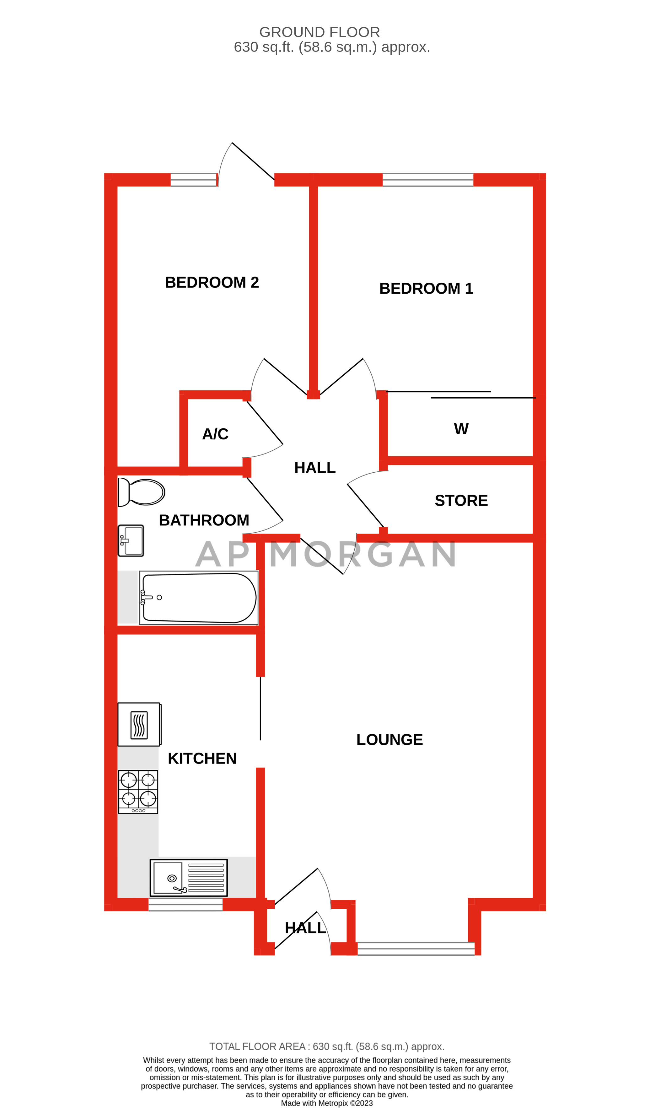 2 bed bungalow for sale in Naseby Close, Church Hill North - Property floorplan