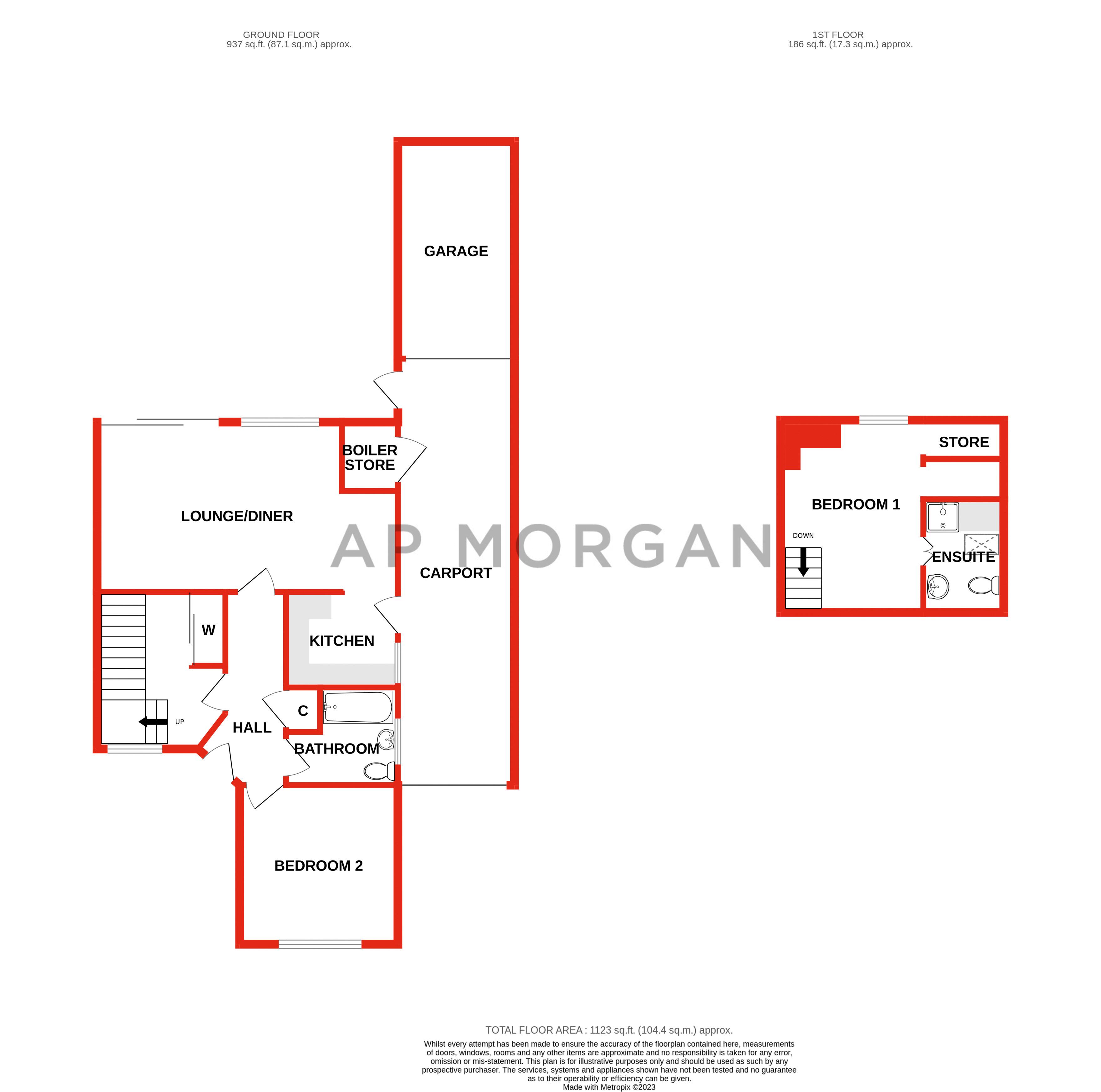 2 bed bungalow for sale in Mason Road, Headless Cross - Property floorplan