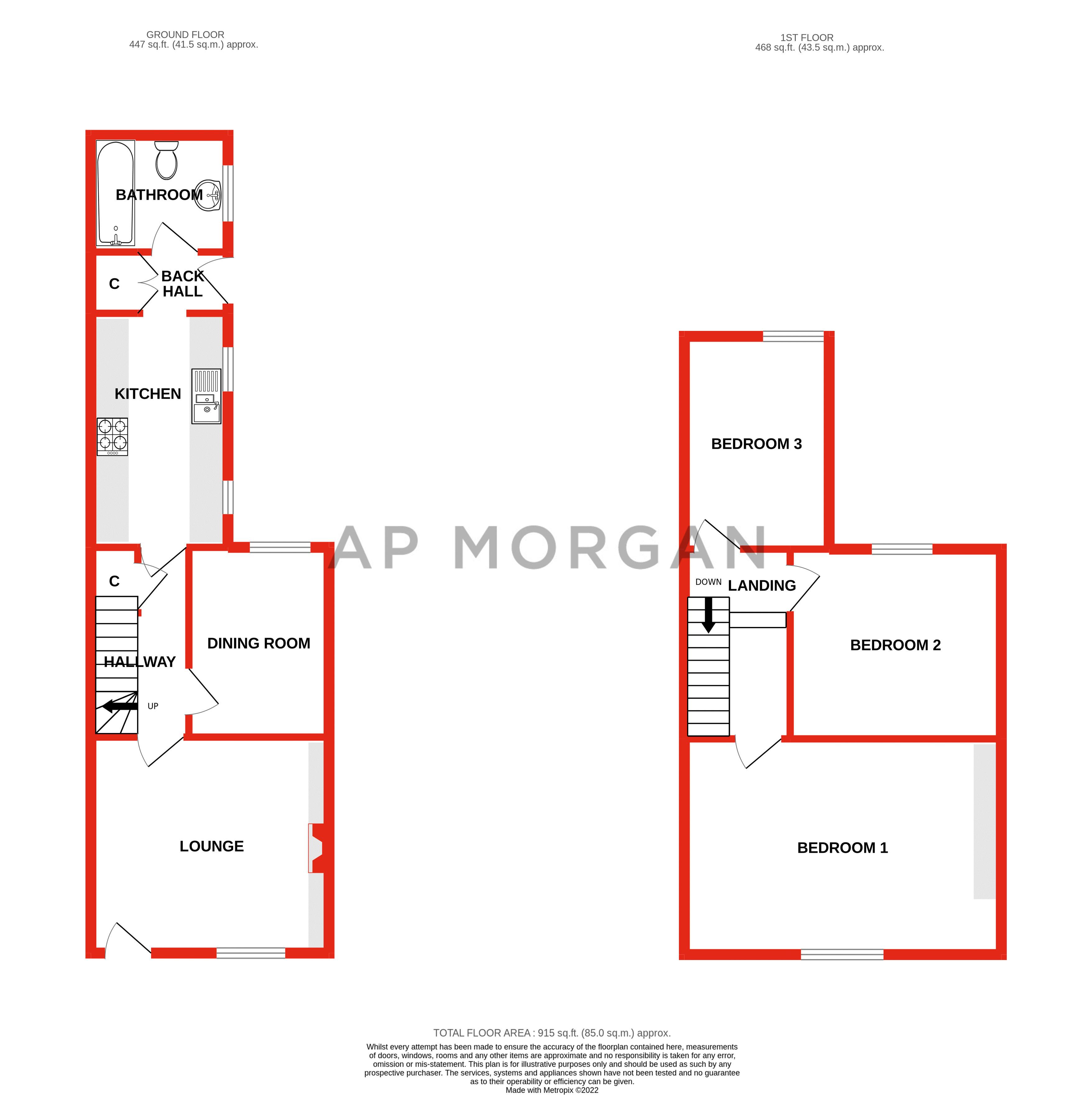 3 bed house for sale in Lodge Road, Redditch - Property floorplan
