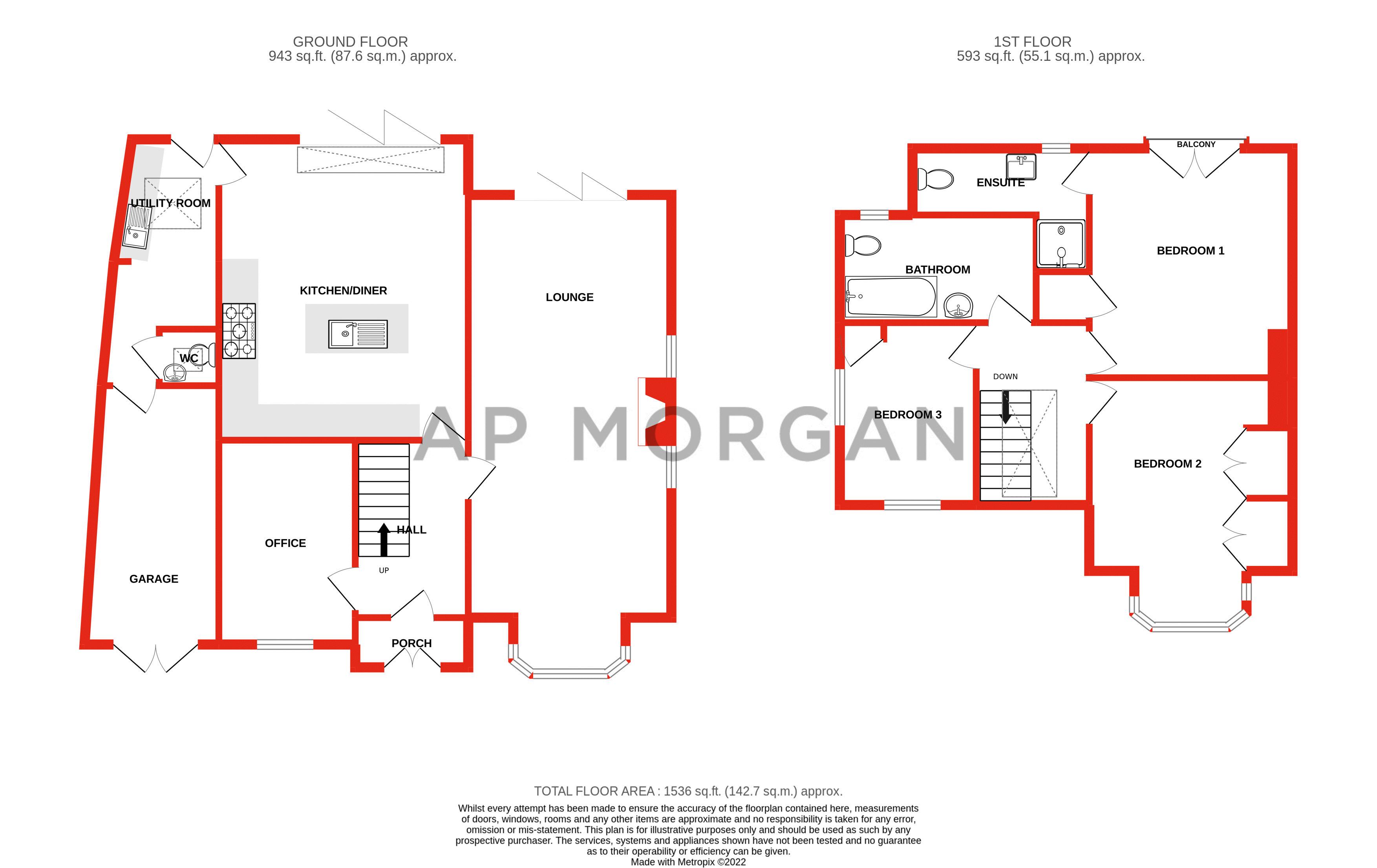 3 bed house for sale in Rowney Green Lane, Rowney Green - Property floorplan
