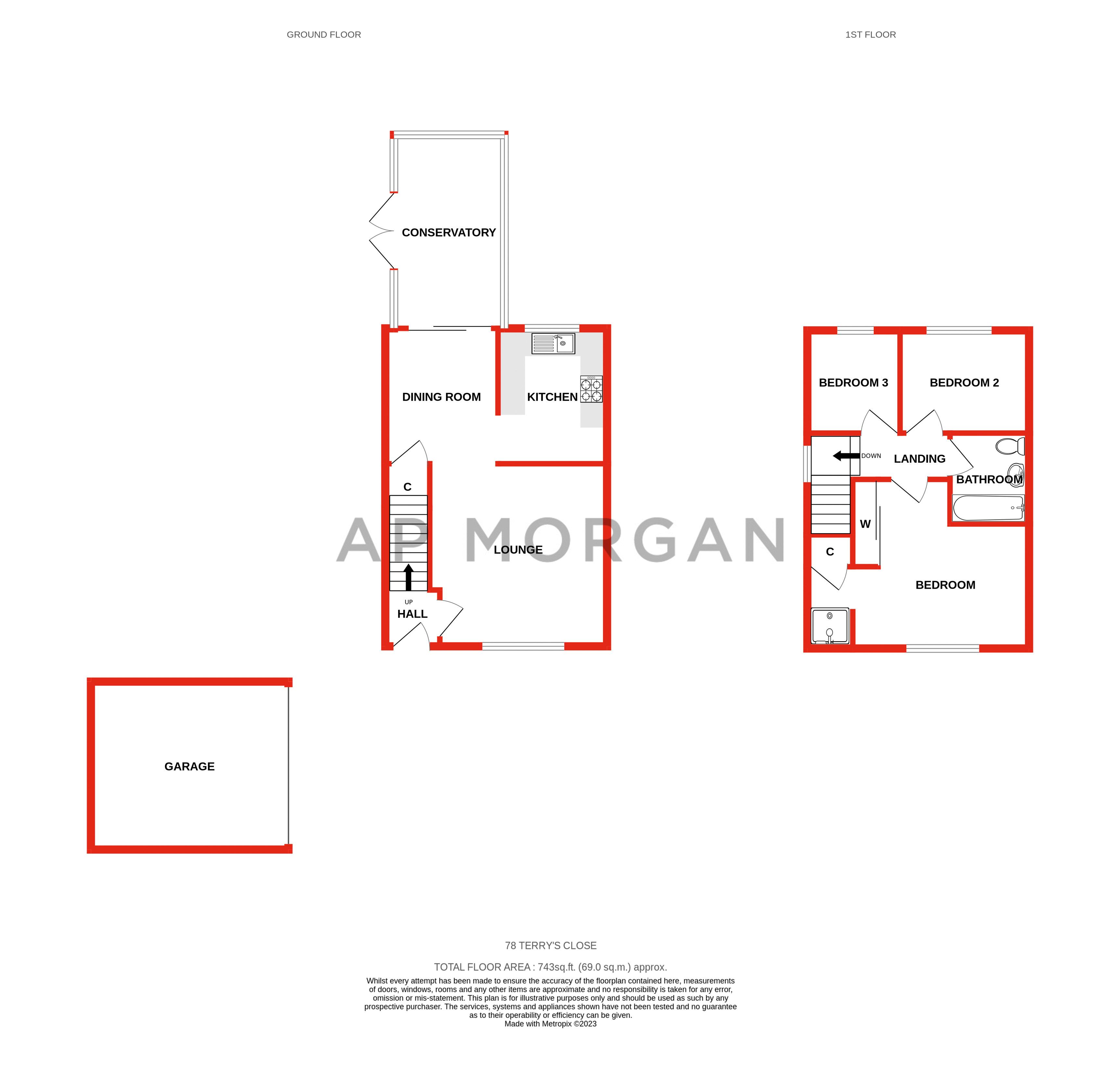 3 bed house for sale in Terrys Close, Redditch - Property floorplan