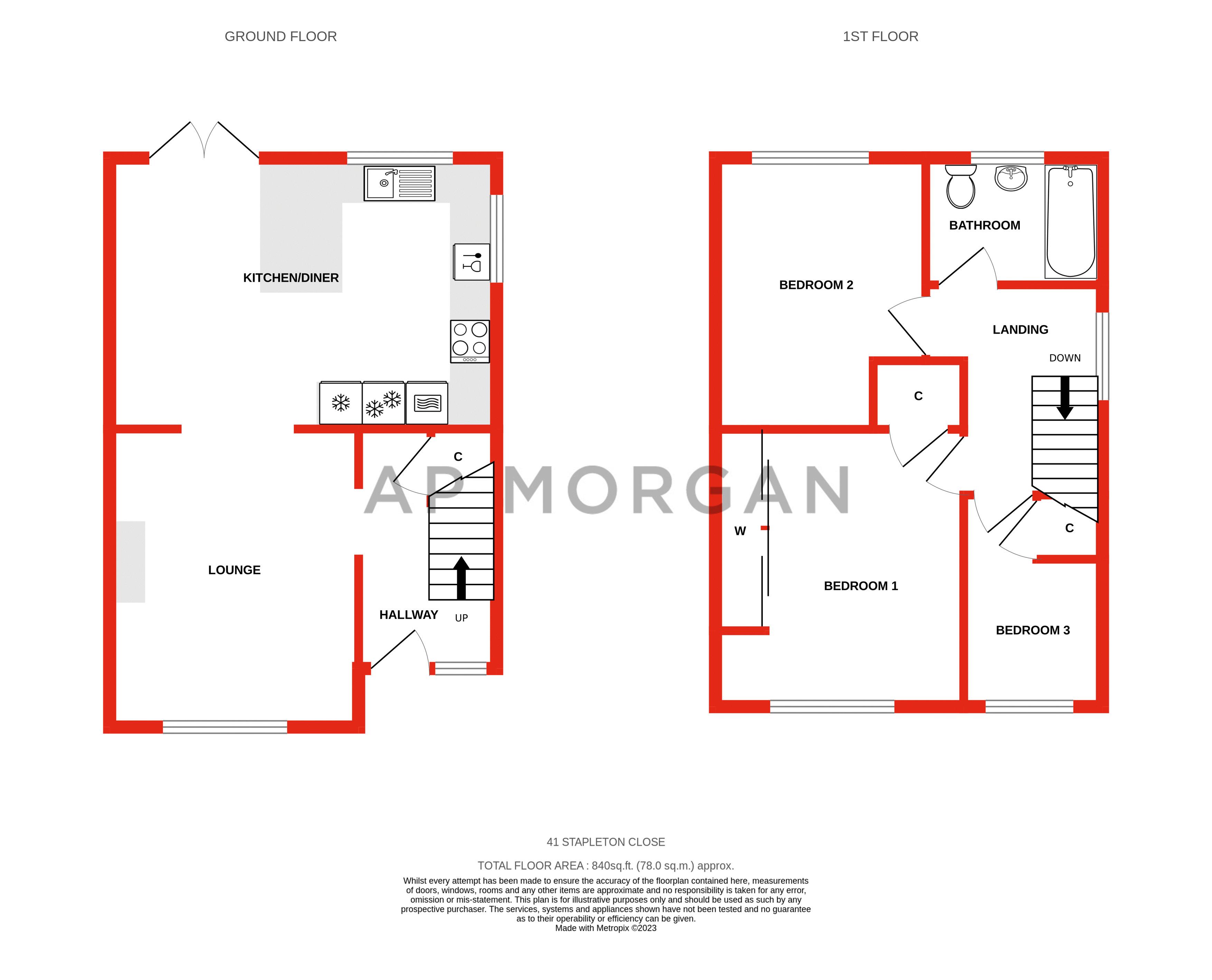 3 bed house for sale in Stapleton Close, Redditch - Property floorplan