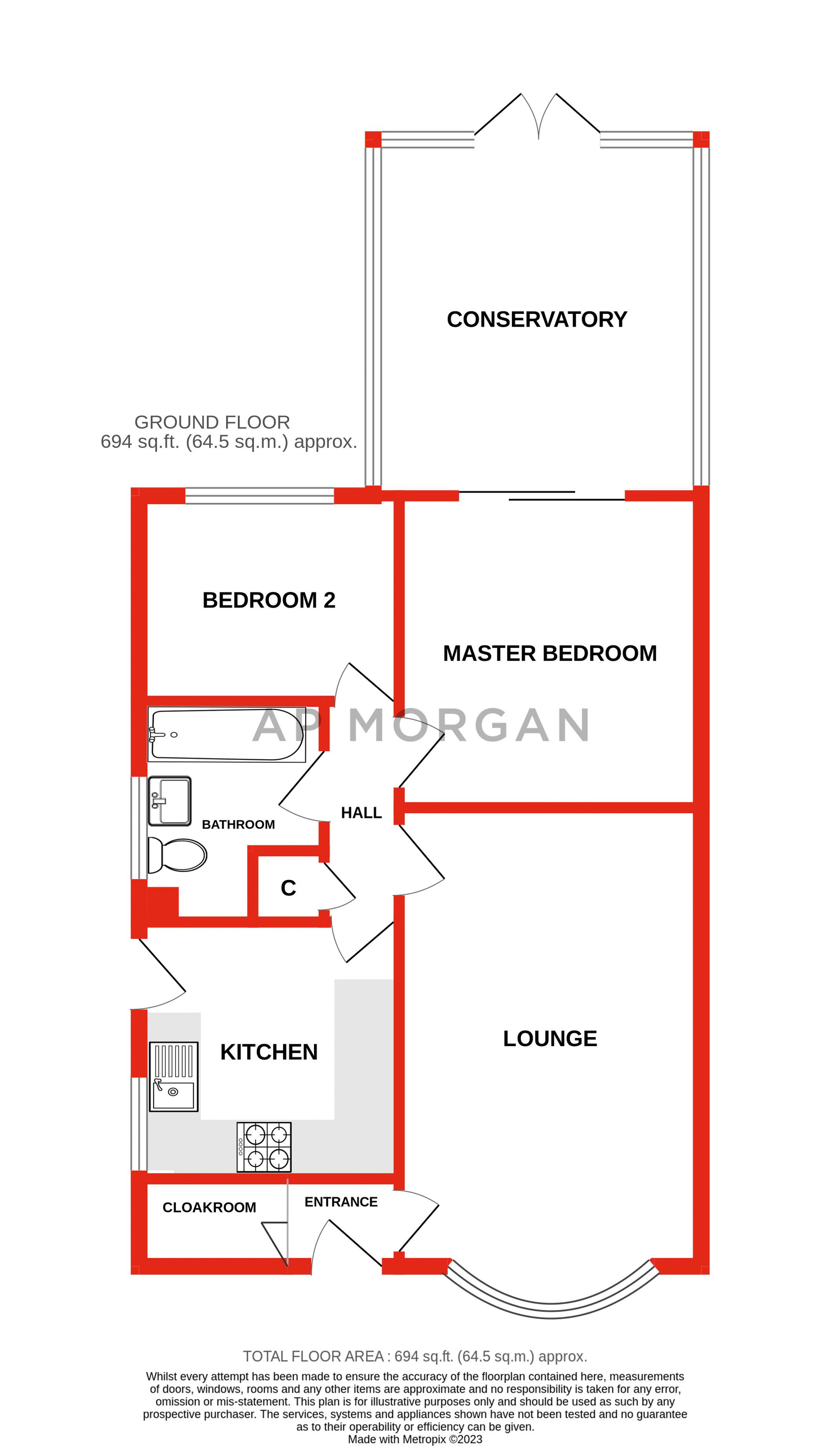 2 bed bungalow for sale in Milcote Close, Greenlands - Property floorplan