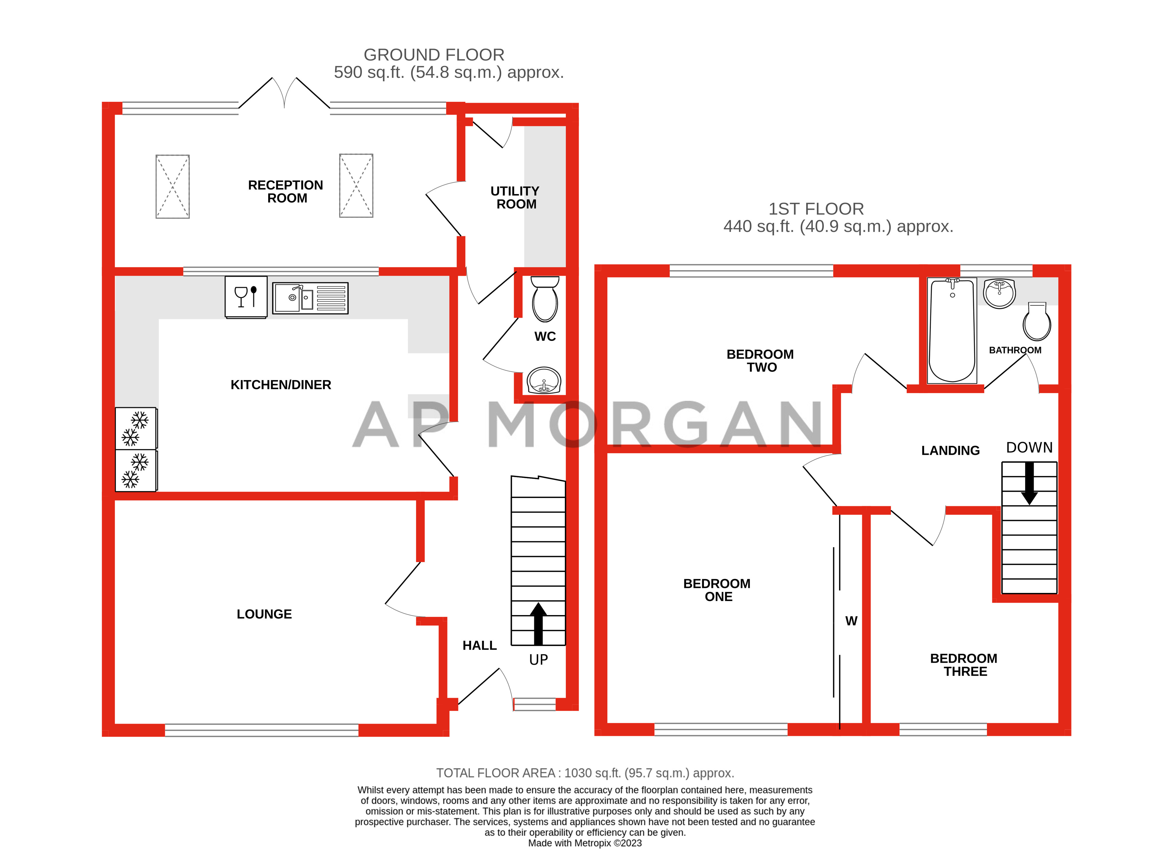 3 bed house for sale in Lea Croft Road, Crabbs Cross - Property floorplan