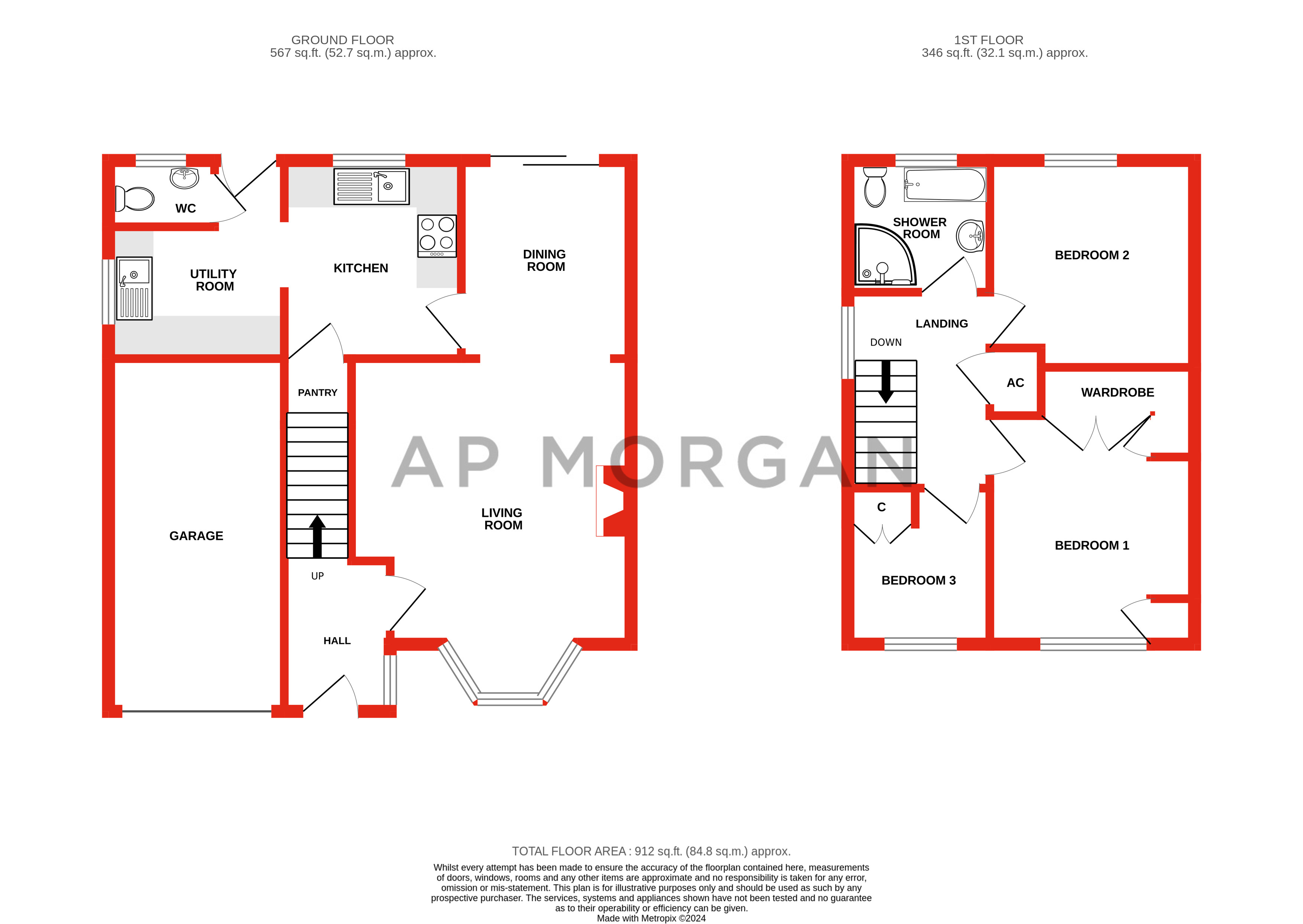 3 bed house for sale in Otter Close, Redditch - Property floorplan