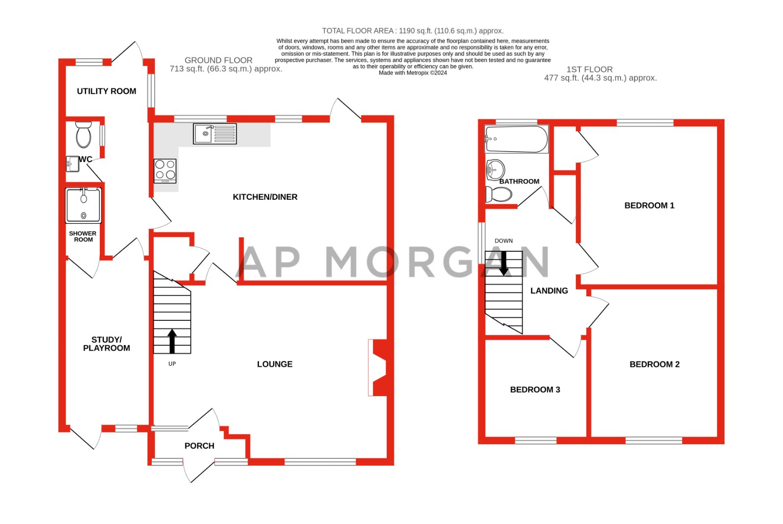 3 bed house for sale in Church Road, Astwood Bank - Property floorplan