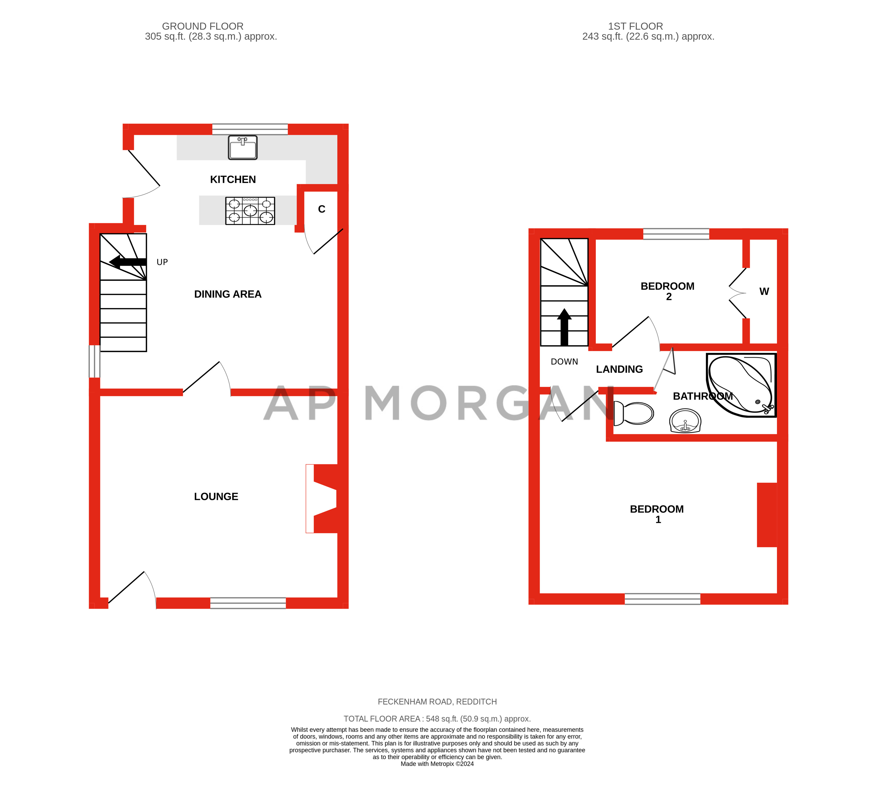 2 bed house for sale in Feckenham Road, Headless Cross - Property floorplan