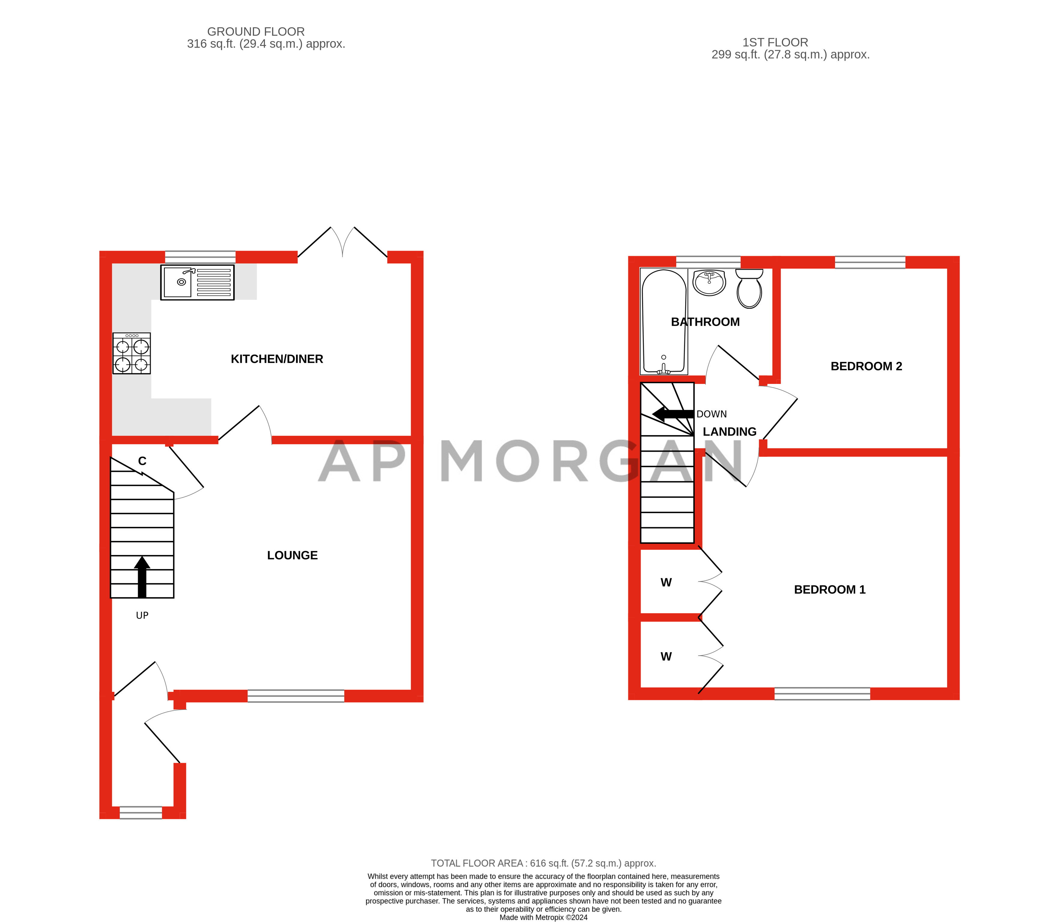 2 bed house for sale in Glebe Road, Alvechurch - Property floorplan