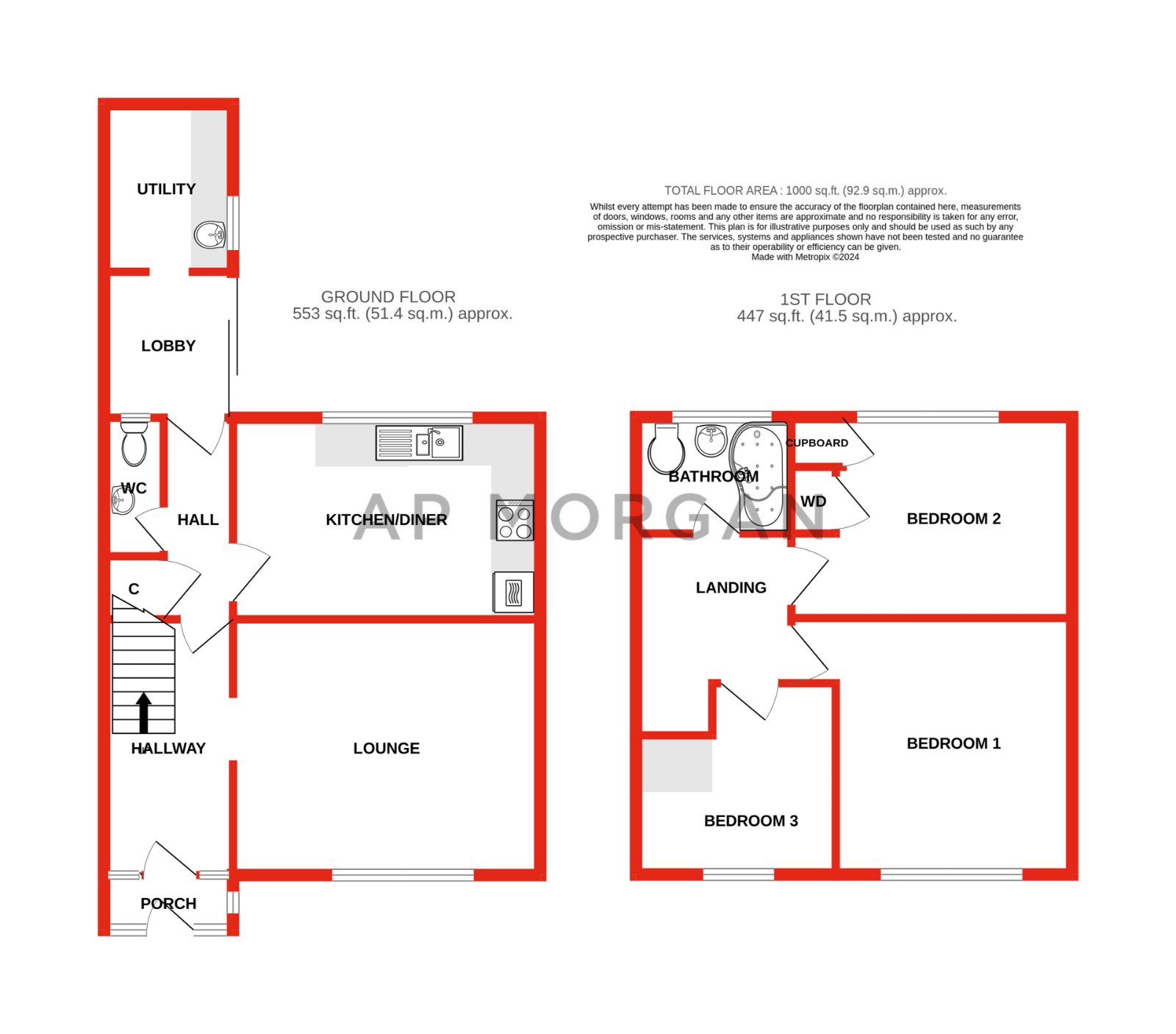 3 bed house for sale in Spenser Walk, Catshill - Property floorplan
