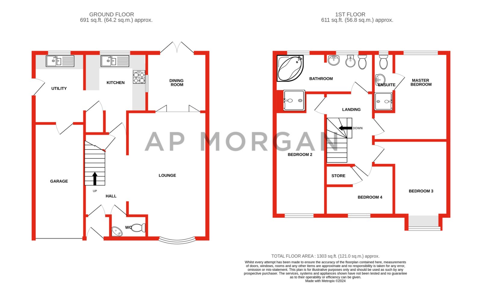 4 bed house for sale in Longfellow Close, Walkwood - Property floorplan