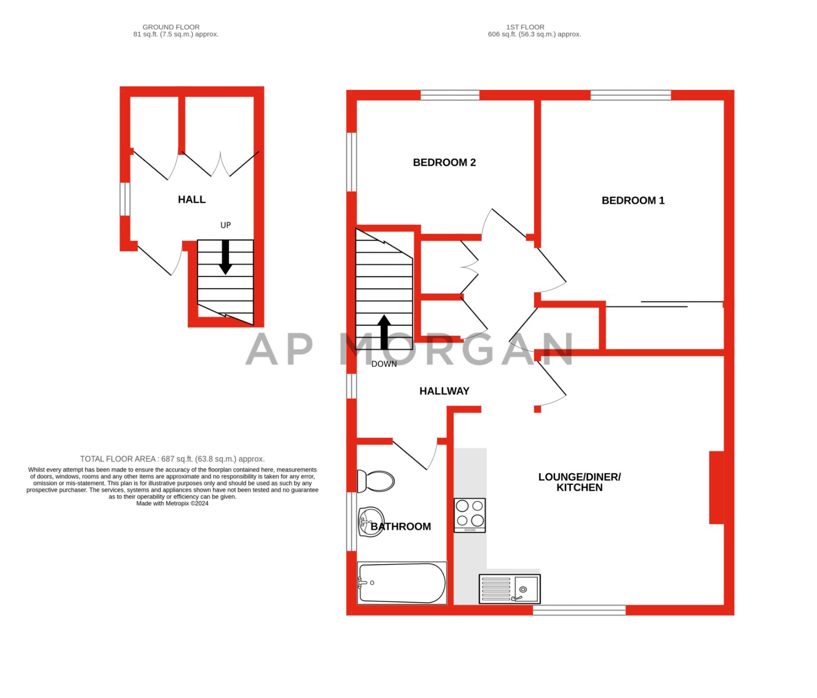 2 bed maisonette for sale in Southcrest Road, Redditch - Property floorplan
