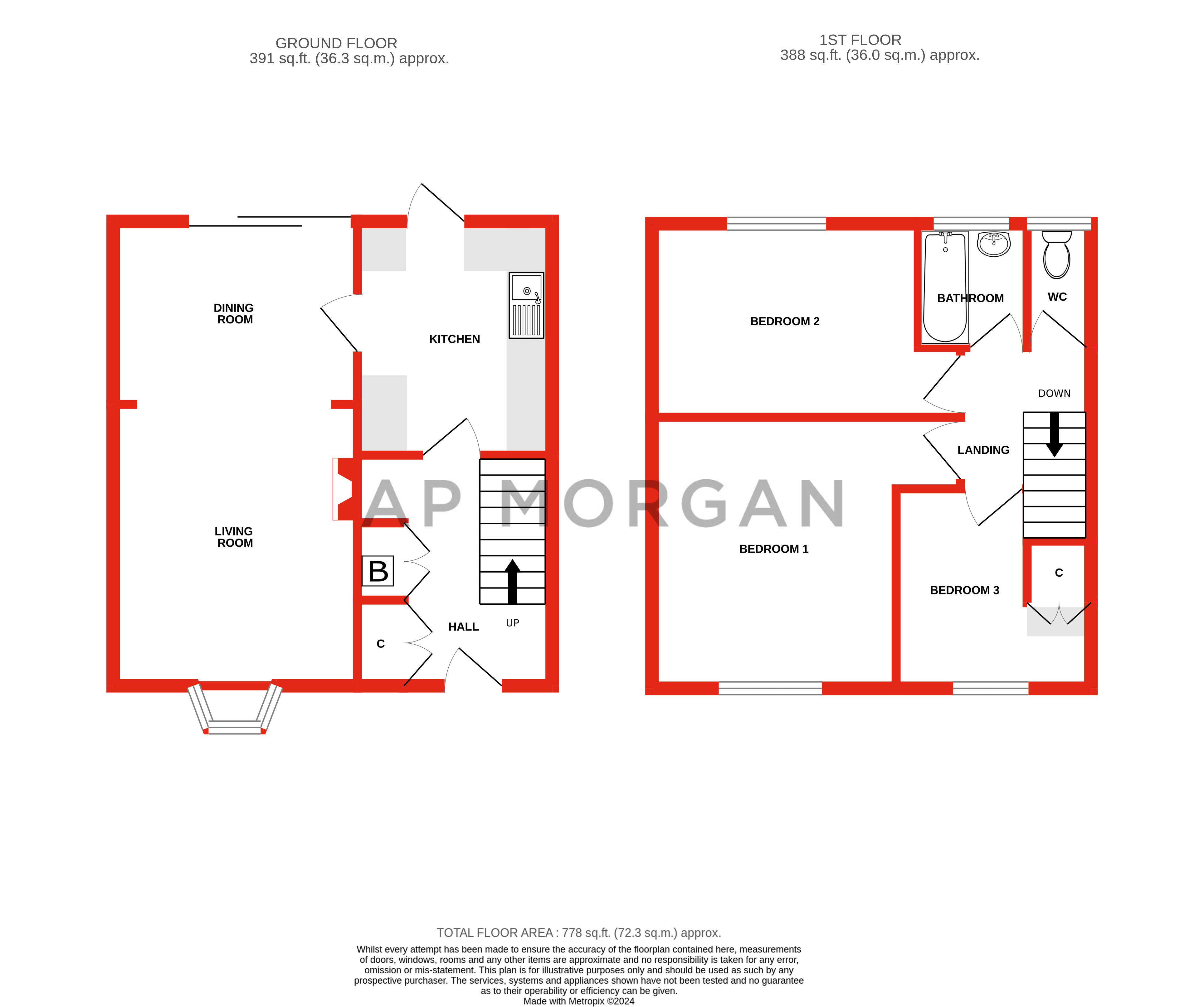 3 bed house for sale in Huband Close, Redditch - Property floorplan