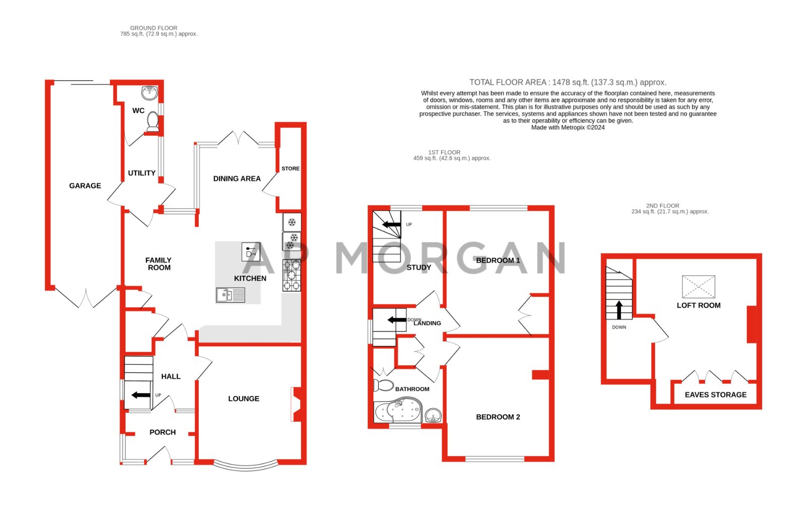 3 bed house for sale in Oakenshaw Road, Greenlands - Property floorplan