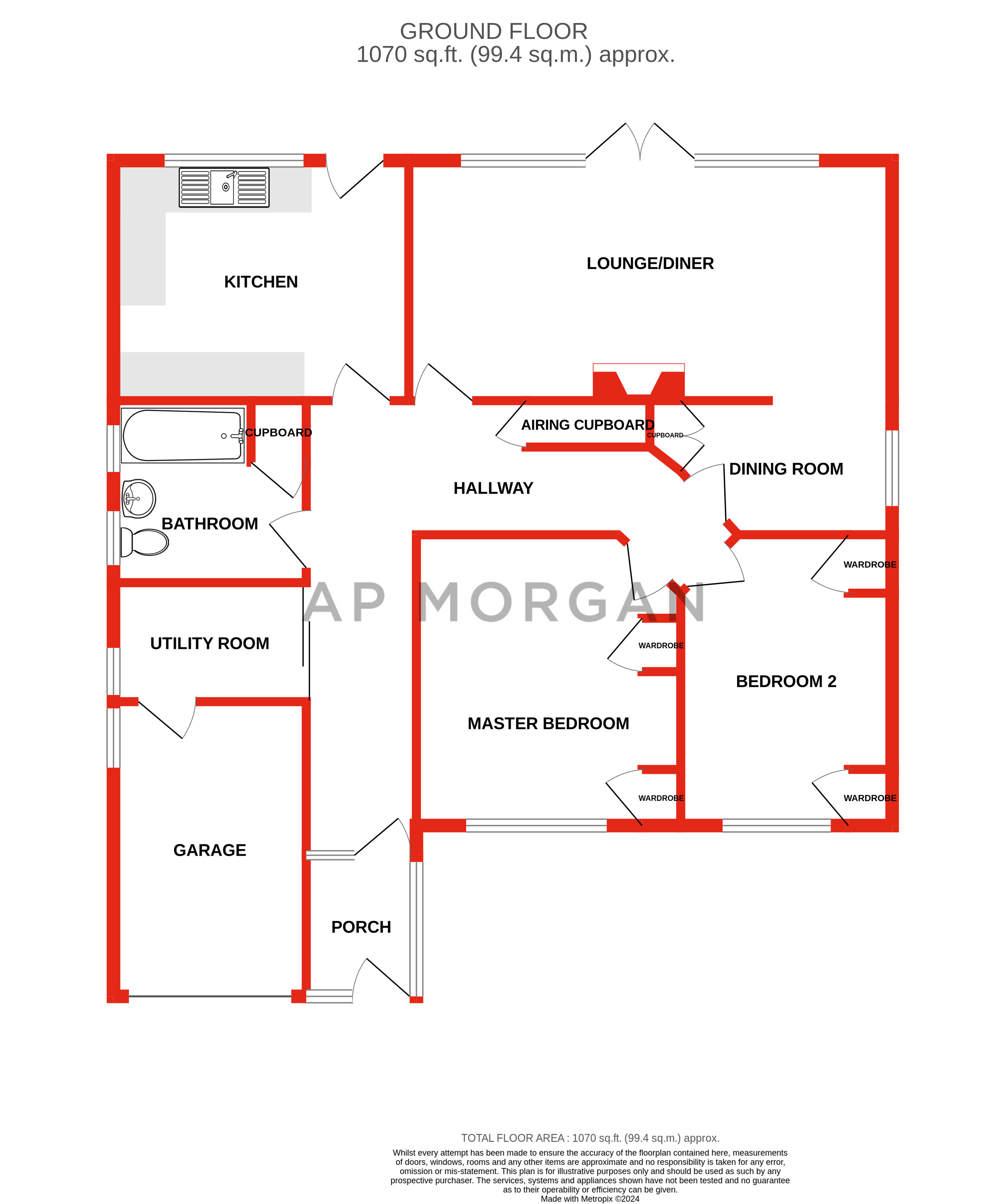 2 bed bungalow for sale in Western Hill Close, Astwood Bank - Property floorplan