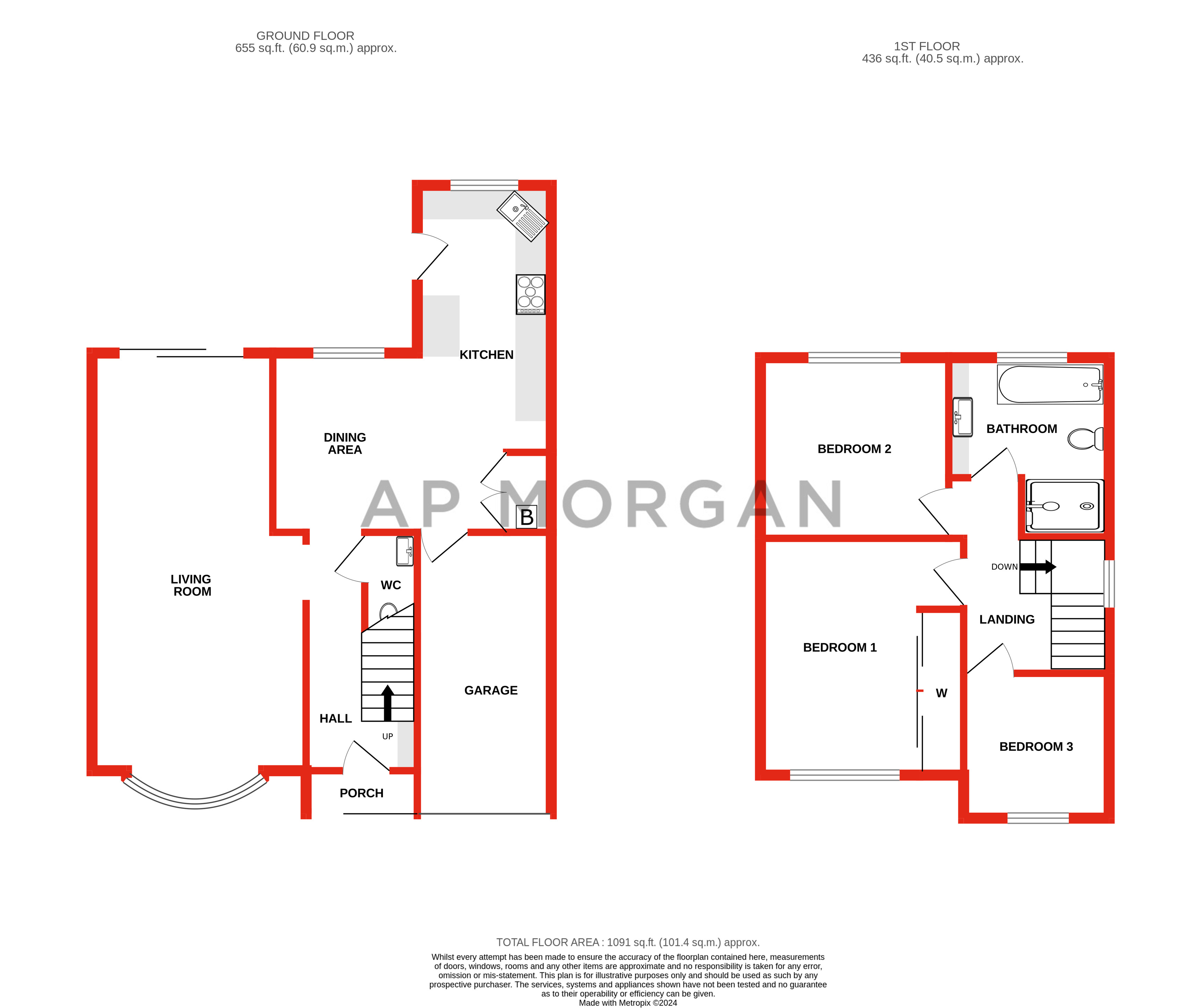 3 bed house for sale in Vaynor Drive, Redditch - Property floorplan