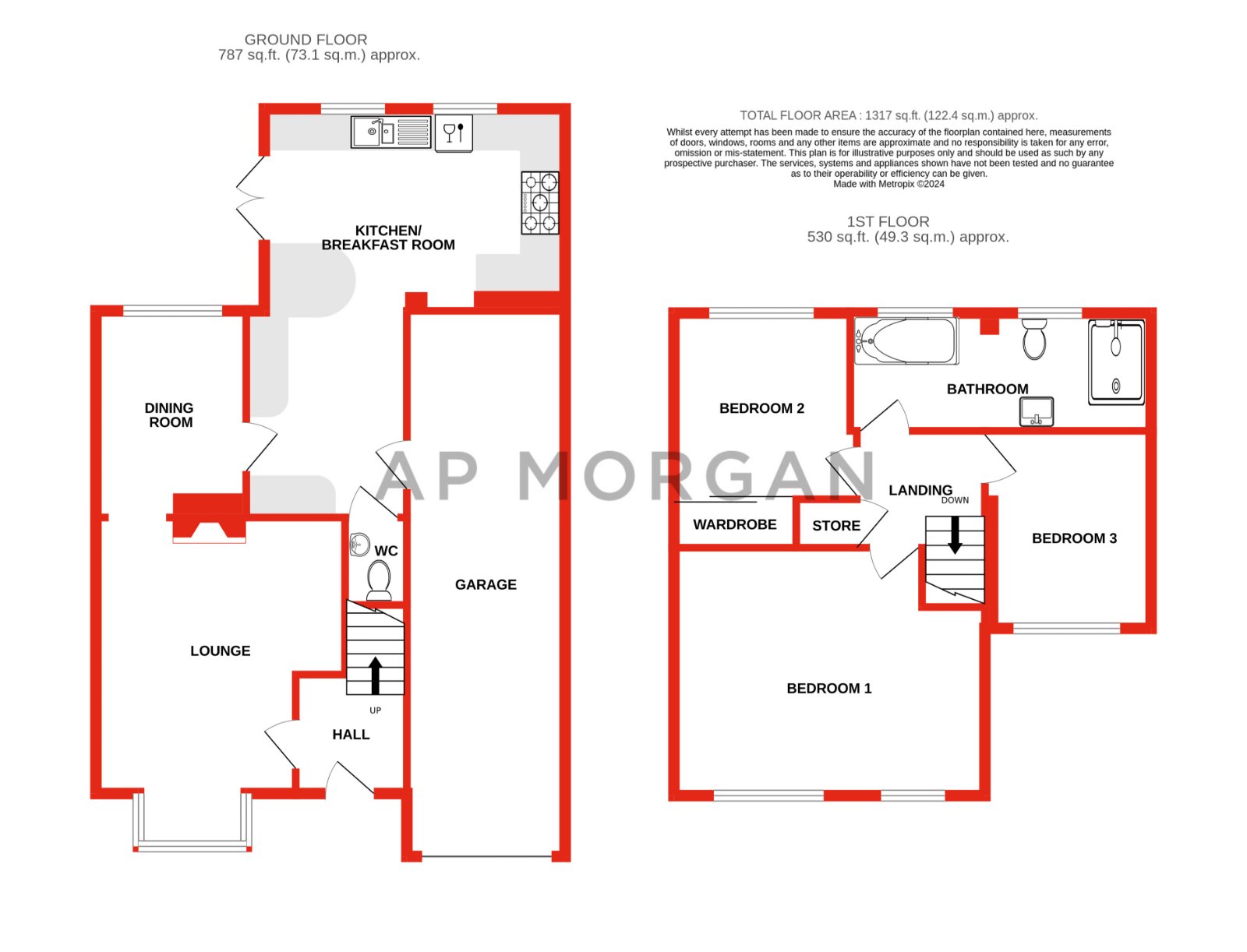 3 bed house for sale in Oakham Close, Redditch - Property floorplan