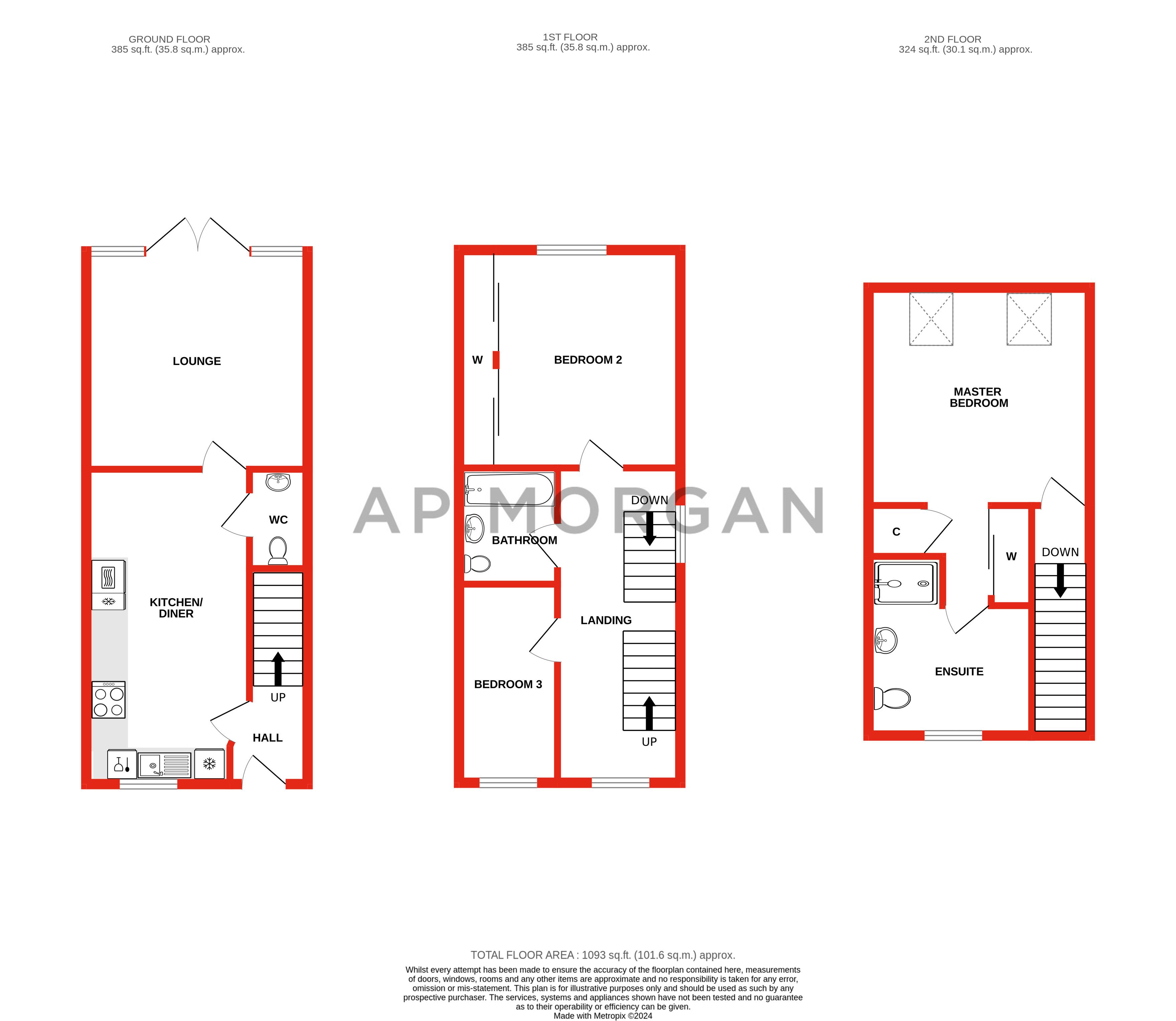 3 bed house for sale in Kemble Street, Redditch - Property floorplan