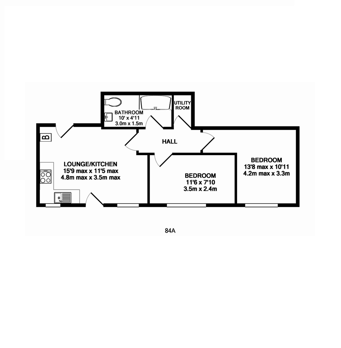 2 bed flat to rent in Union Road, Exeter - Property floorplan