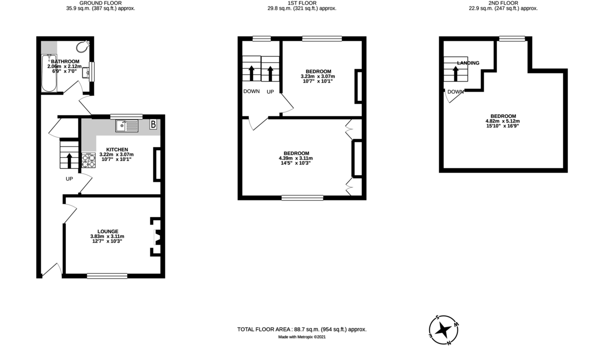 3 bed terraced house to rent in East John Walk, Exeter - Property Floorplan