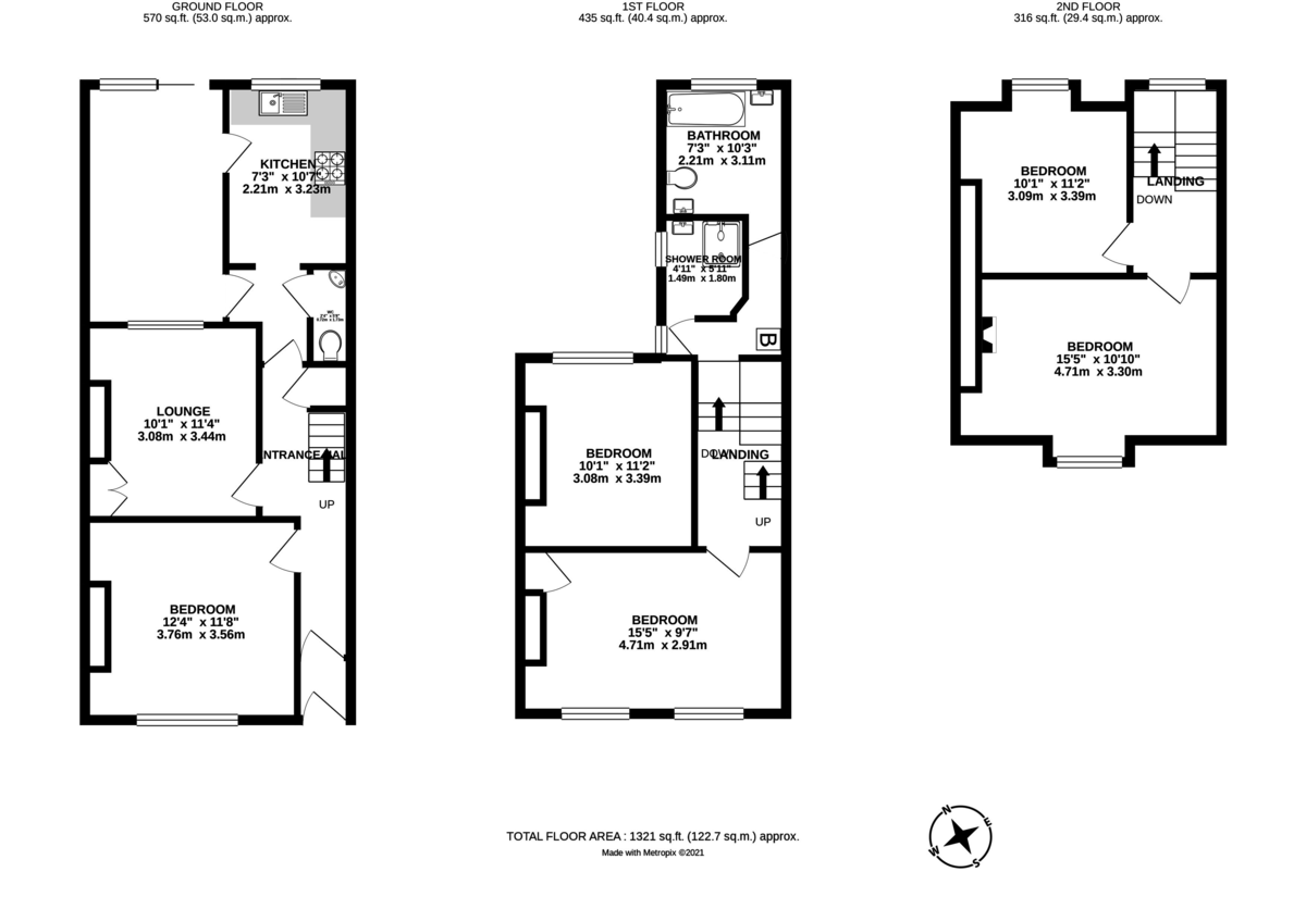 5 bed terraced house to rent in Portland Street, Devon - Property Floorplan